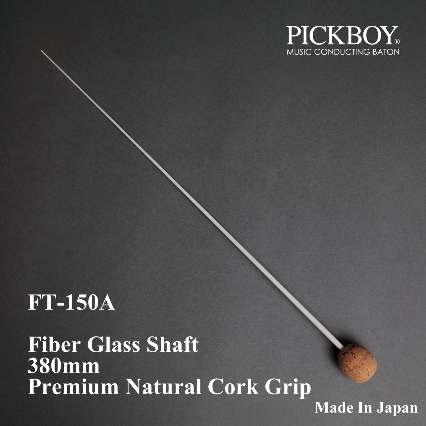 Bastón PICKBOY FT-150A | Eje de fibra de vidrio y empuñadura de corcho natural | 380 mm