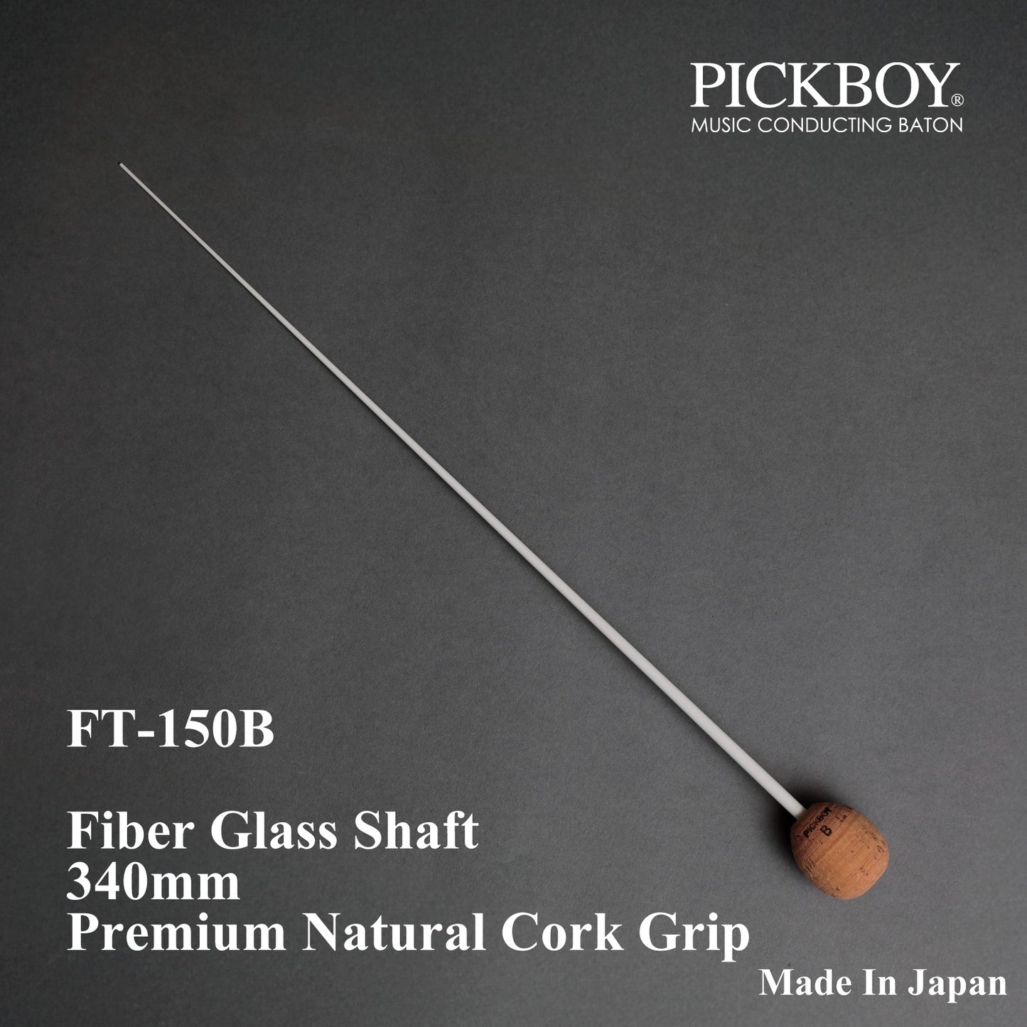 Bastón PICKBOY FT-150B | Mango de fibra de vidrio y empuñadura de corcho natural | 340 mm