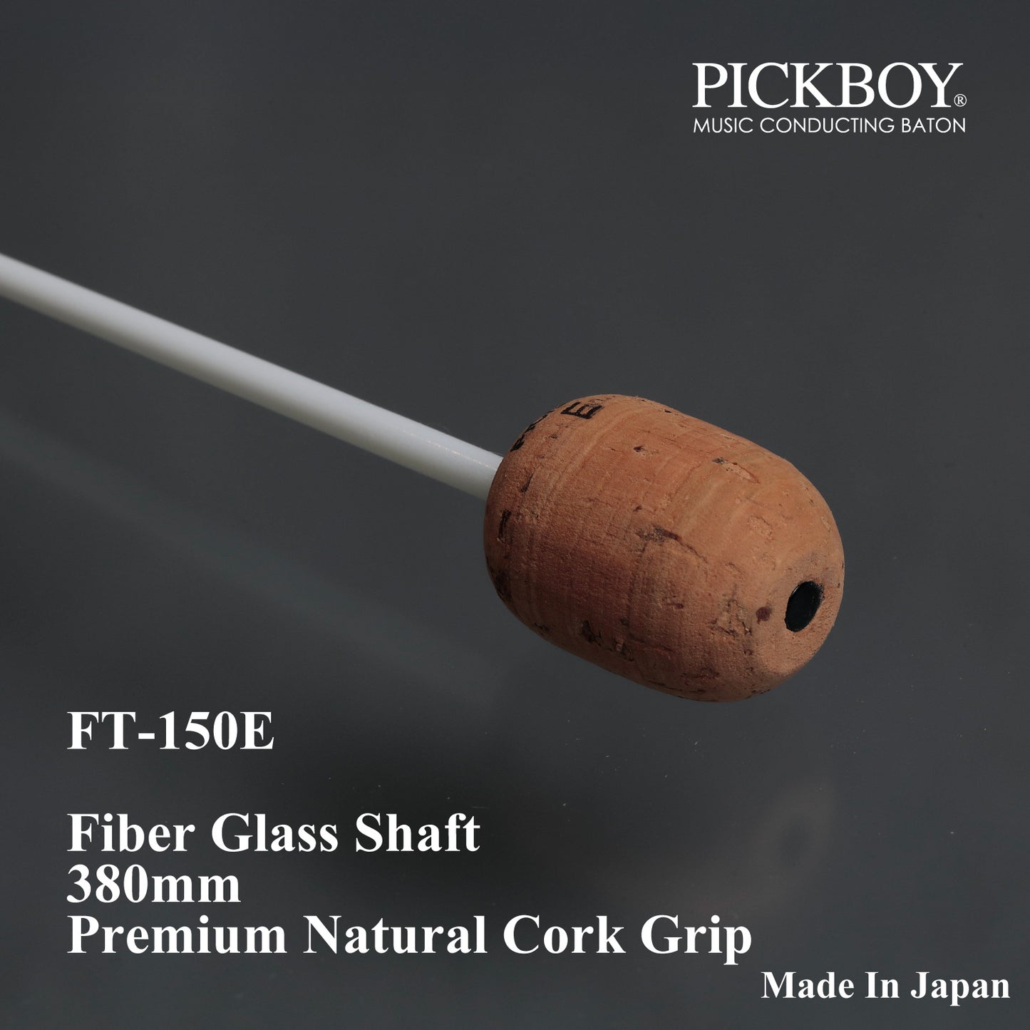 Bastone PICKBOY FT-150E | Asta in fibra di vetro e impugnatura in sughero naturale | 380mm