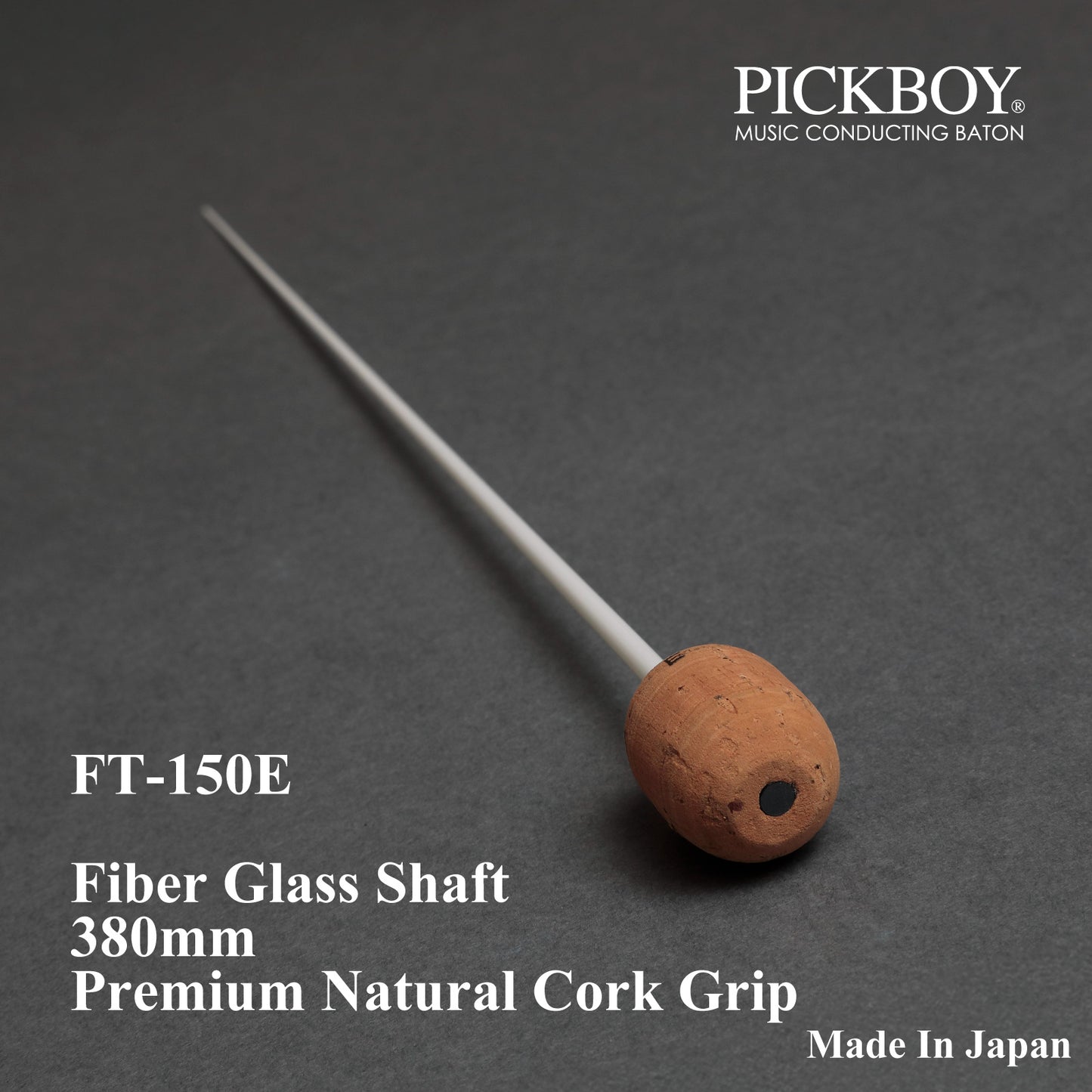 Bastone PICKBOY FT-150E | Asta in fibra di vetro e impugnatura in sughero naturale | 380mm