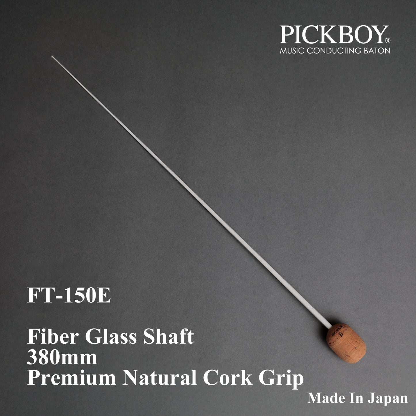Bastone PICKBOY FT-150E | Asta in fibra di vetro e impugnatura in sughero naturale | 380mm