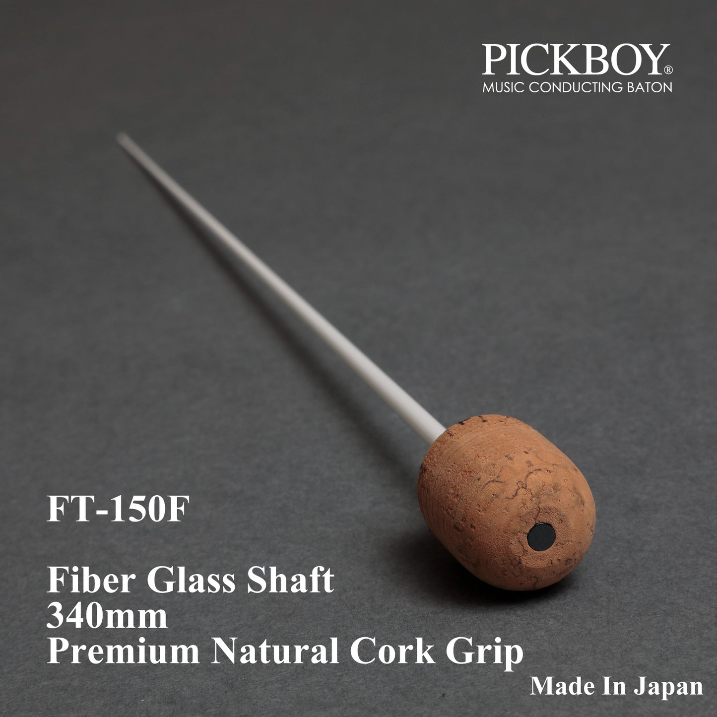 Bastone PICKBOY FT-150F | Asta in fibra di vetro e impugnatura in sughero naturale | 340mm