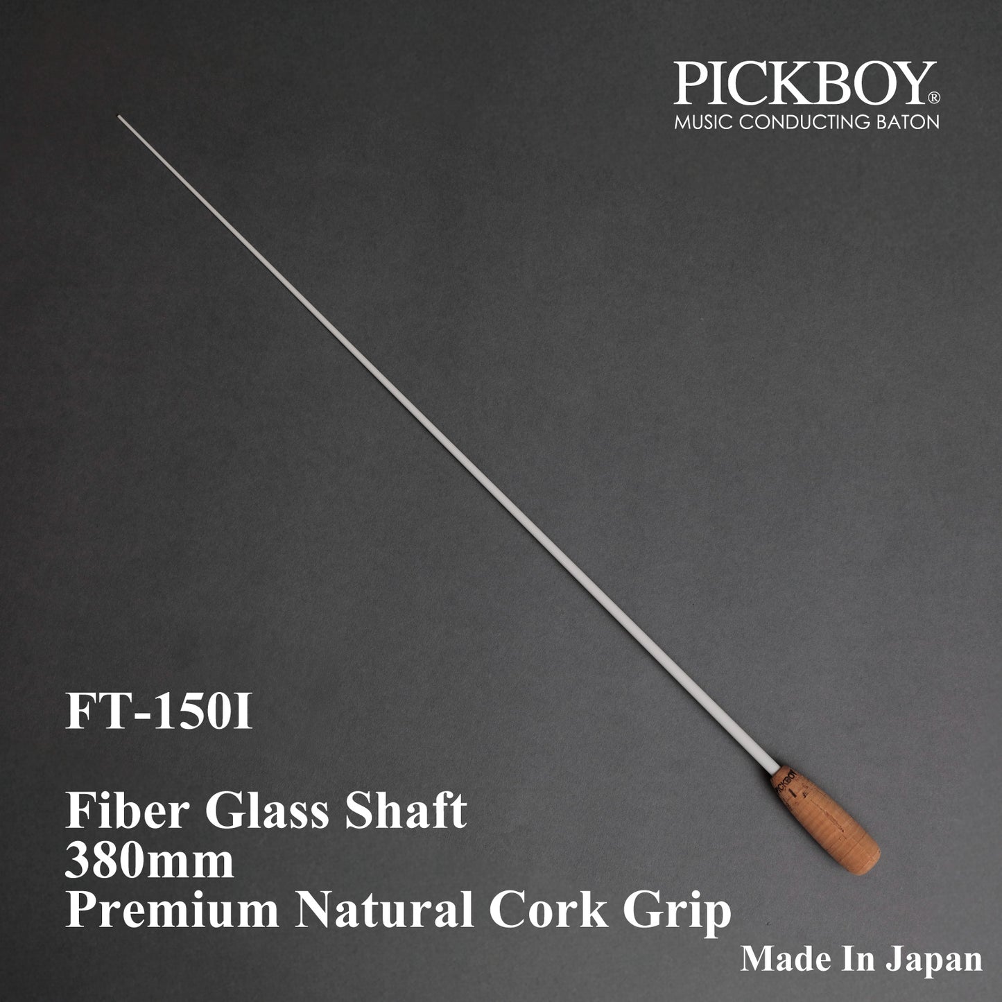 Bastone PICKBOY FT-150I | Asta in fibra di vetro e impugnatura in sughero naturale | 380mm