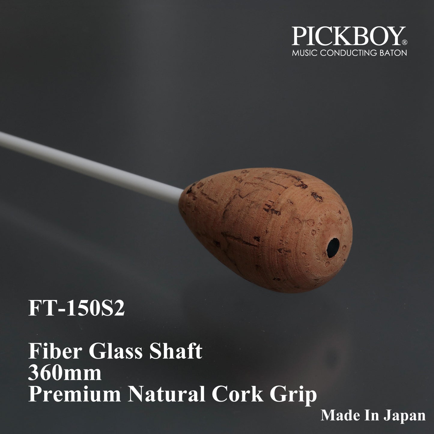 Batuta de director PICKBOY FT-150S2 | Varilla de fibra de vidrio y empuñadura de corcho natural | 360 mm