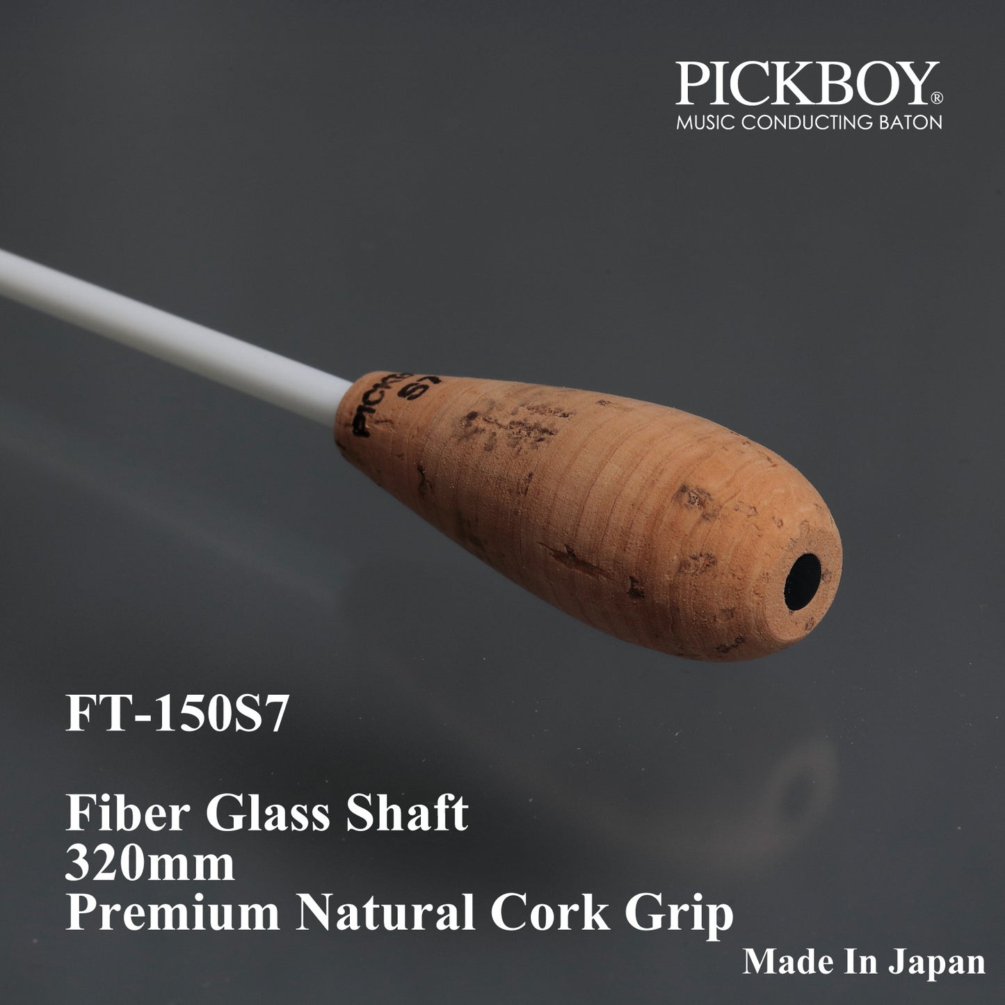 Batuta de director PICKBOY FT-150S7 | Varilla de fibra de vidrio y empuñadura de corcho natural | 320 mm