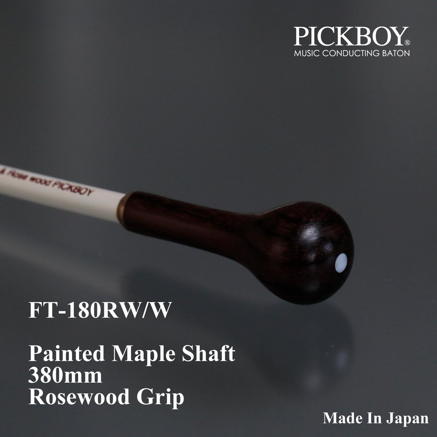 PICKBOY Baton FT-180RW/W | Maple Shaft & Rosewood Grip | 380mm