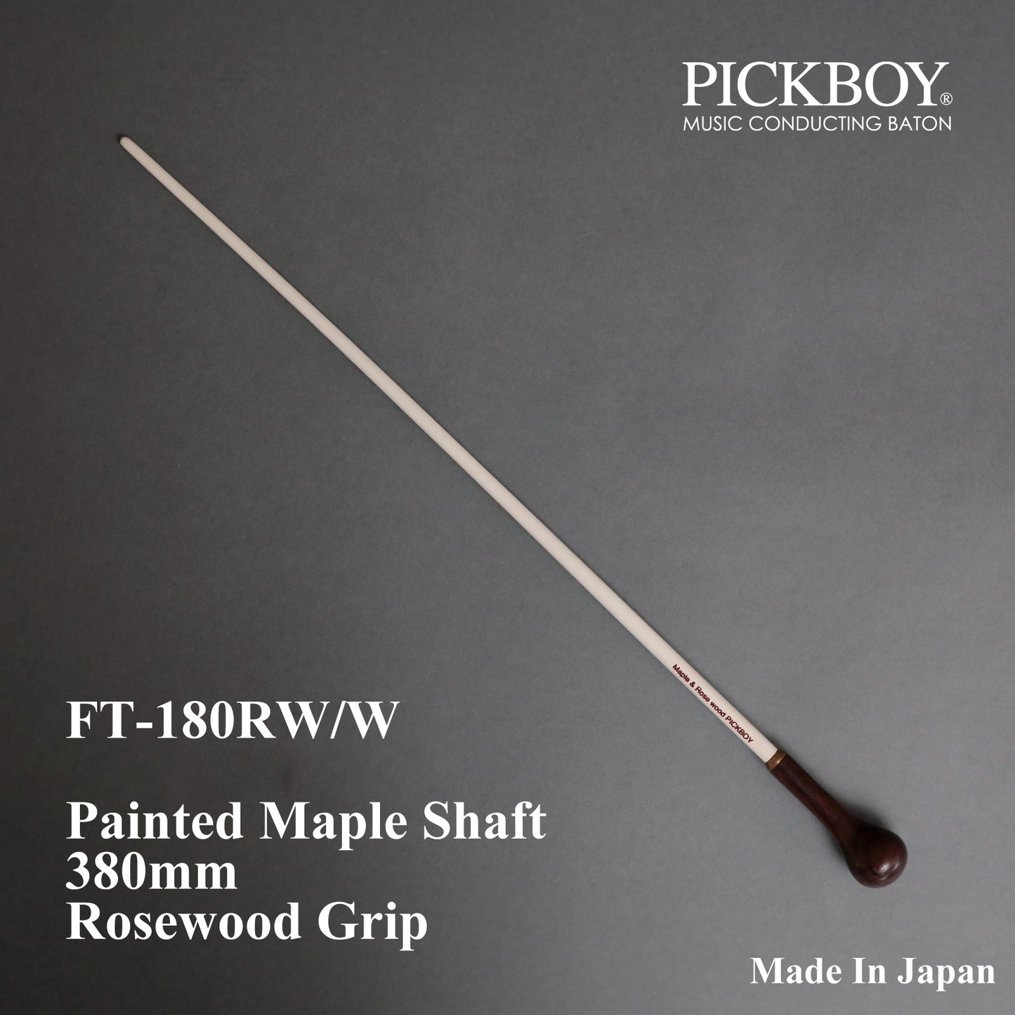 PICKBOY Baton FT-180RW/W | Maple Shaft & Rosewood Grip | 380mm