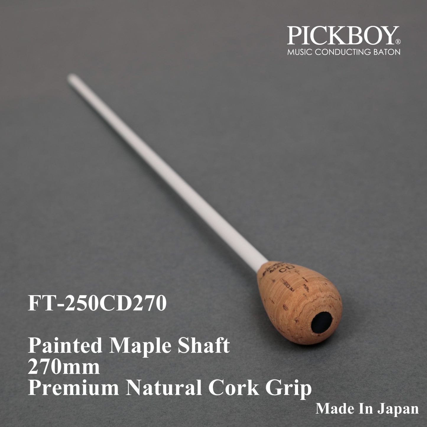 Bastone PICKBOY FT-250CD270 | Manico in acero e impugnatura in sughero naturale | 270mm