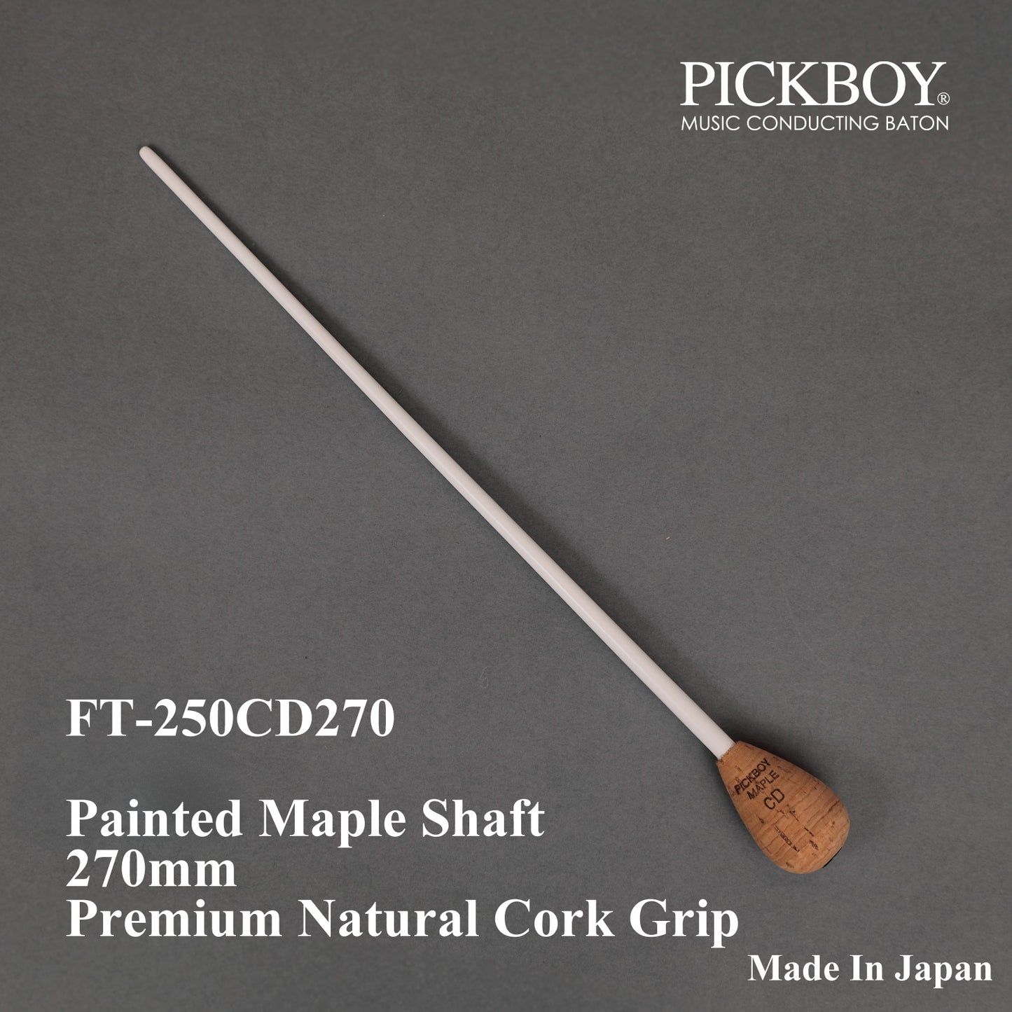 Bastone PICKBOY FT-250CD270 | Manico in acero e impugnatura in sughero naturale | 270mm
