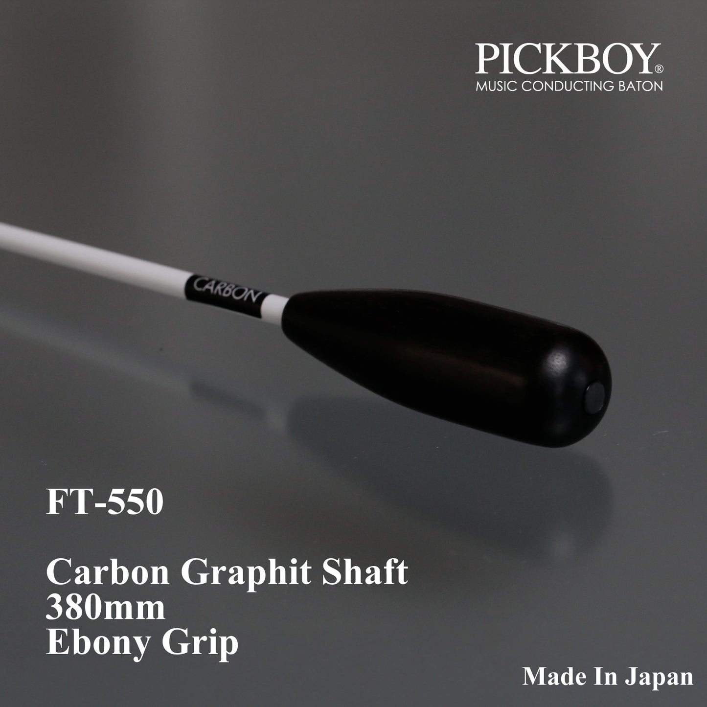 PICKBOY Baton FT-550 | Asta in grafite di carbonio e impugnatura in ebano | 380 mm