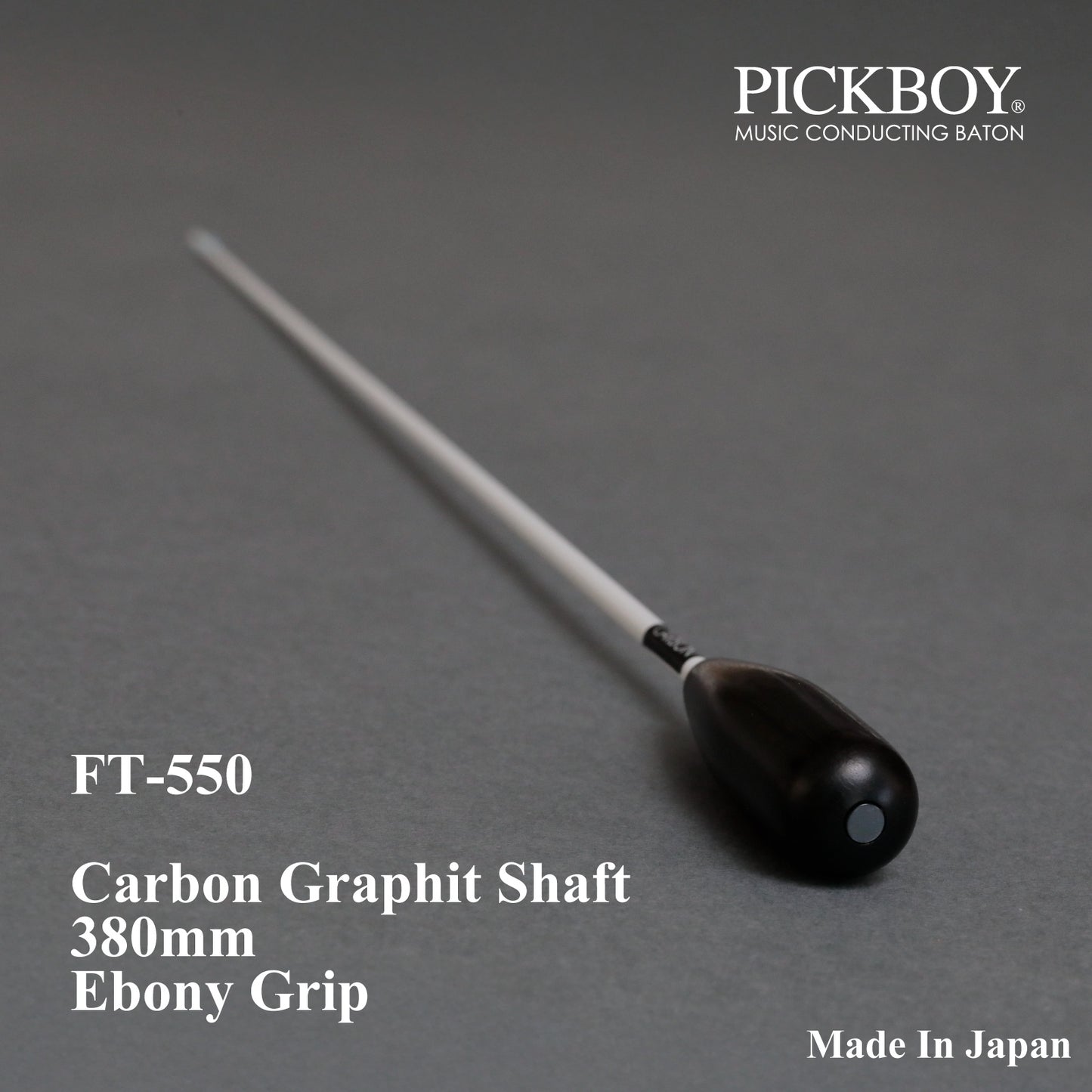 PICKBOY Baton FT-550 | Asta in grafite di carbonio e impugnatura in ebano | 380 mm