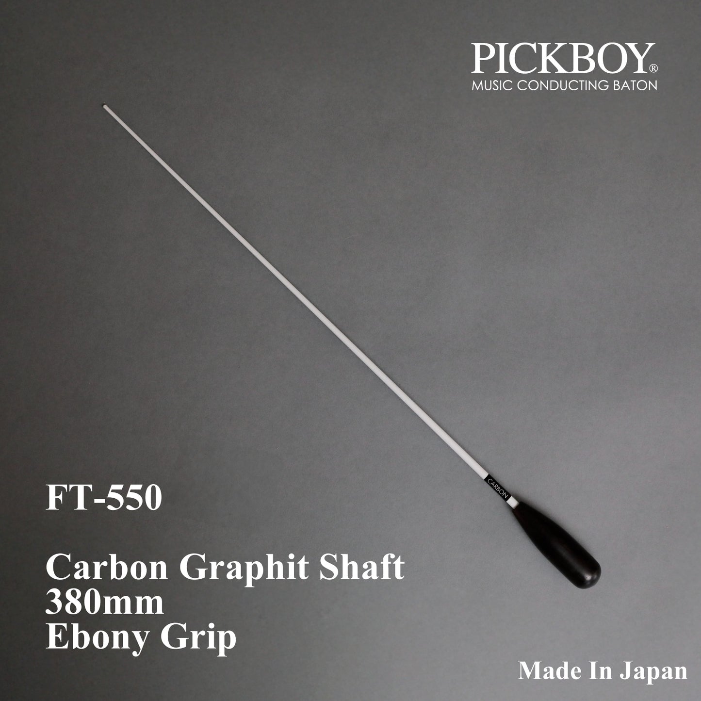 PICKBOY Baton FT-550 | Asta in grafite di carbonio e impugnatura in ebano | 380 mm