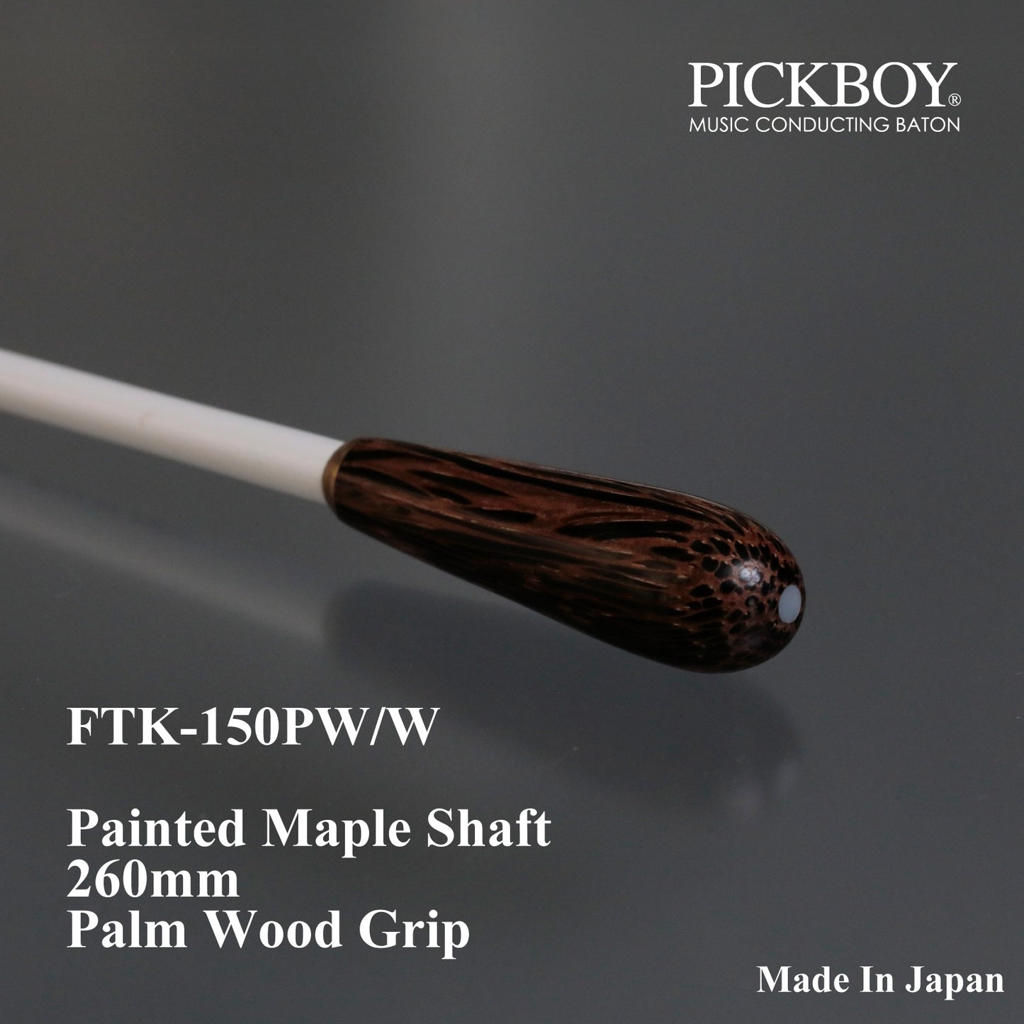 Bastone PICKBOY FTK-150PW/W | Manico in acero e impugnatura in legno di palma | 260mm