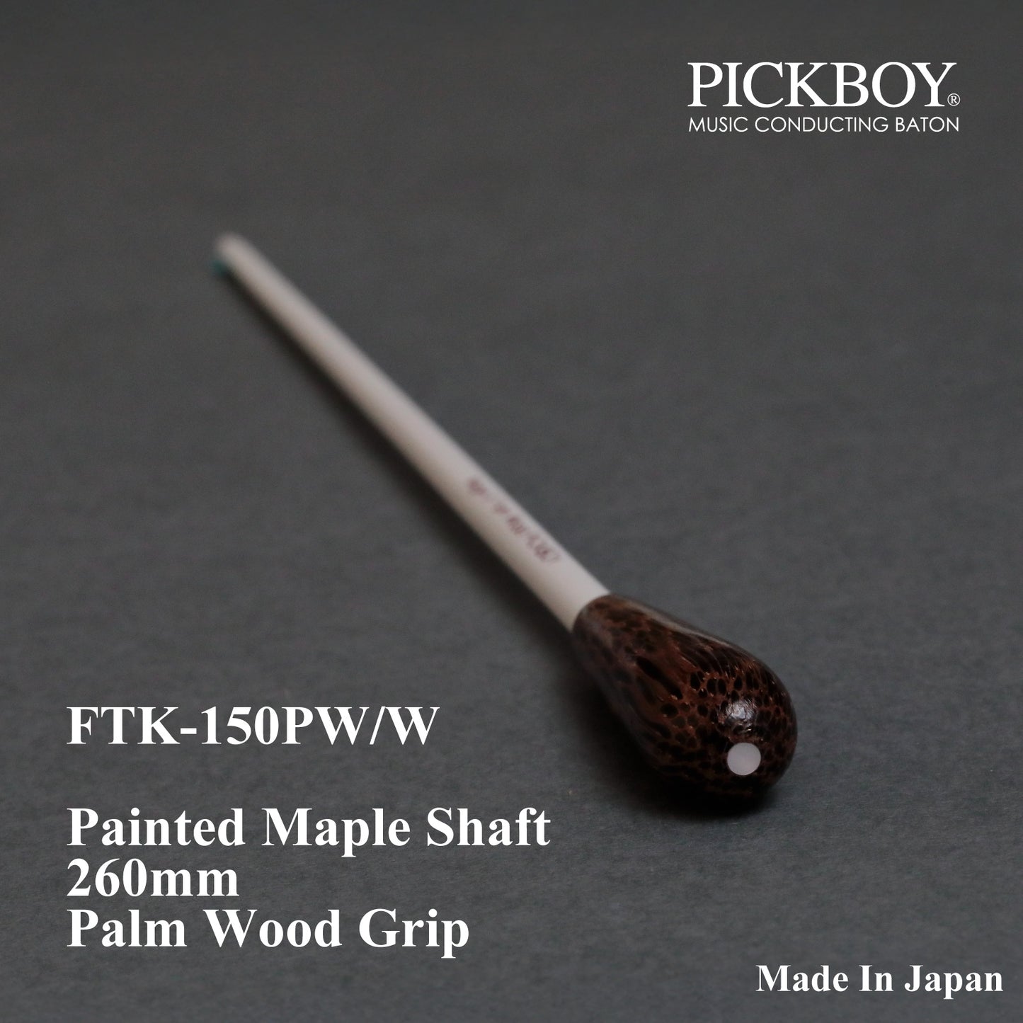 Bastone PICKBOY FTK-150PW/W | Manico in acero e impugnatura in legno di palma | 260mm