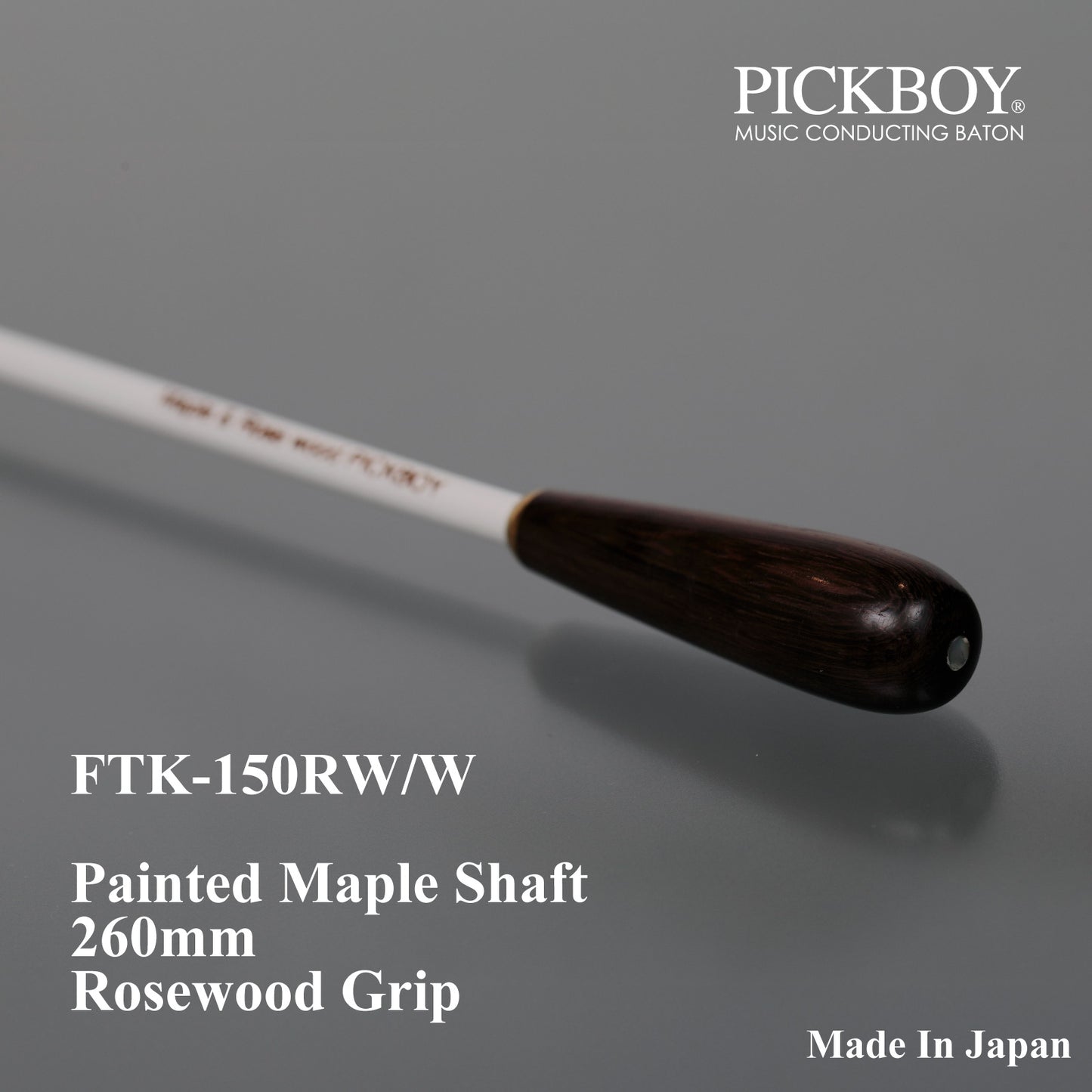 PICKBOY Baton FTK-150RW/W | Asta in acero e impugnatura in palissandro | 260mm