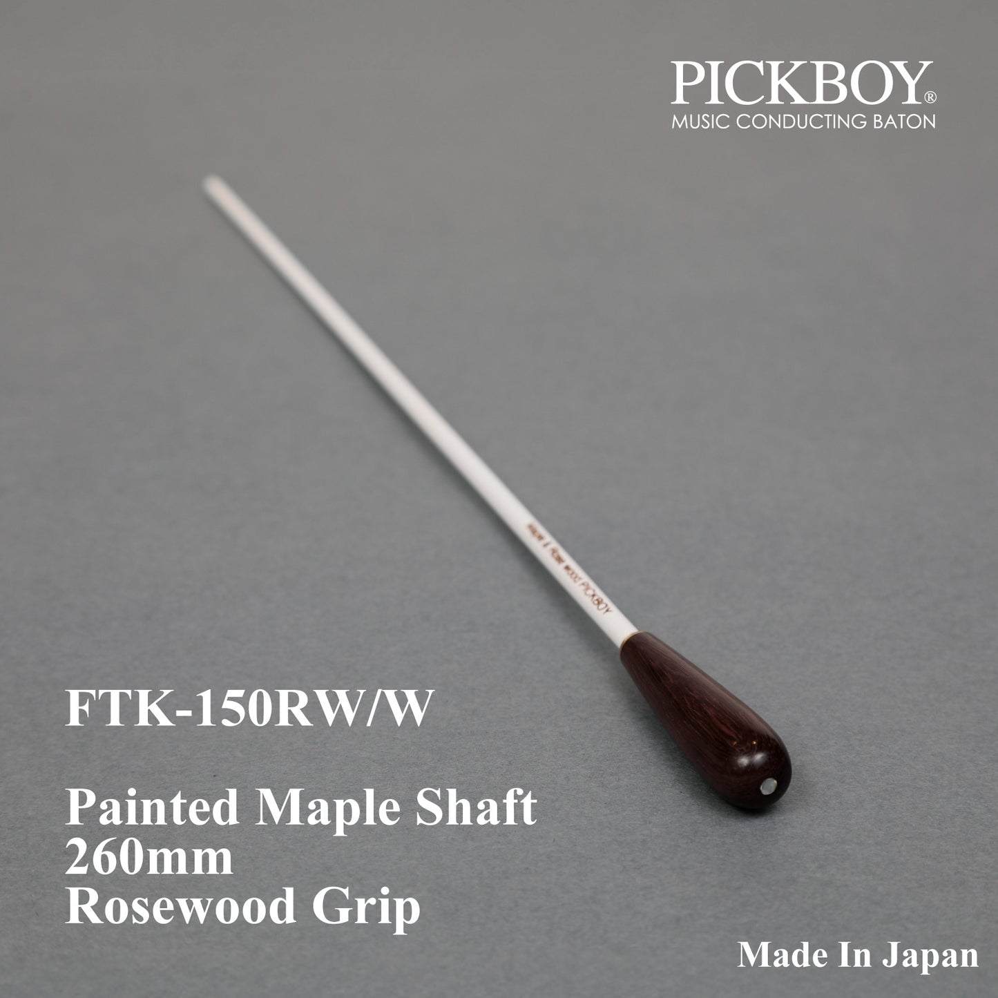 PICKBOY Baton FTK-150RW/W | Asta in acero e impugnatura in palissandro | 260mm