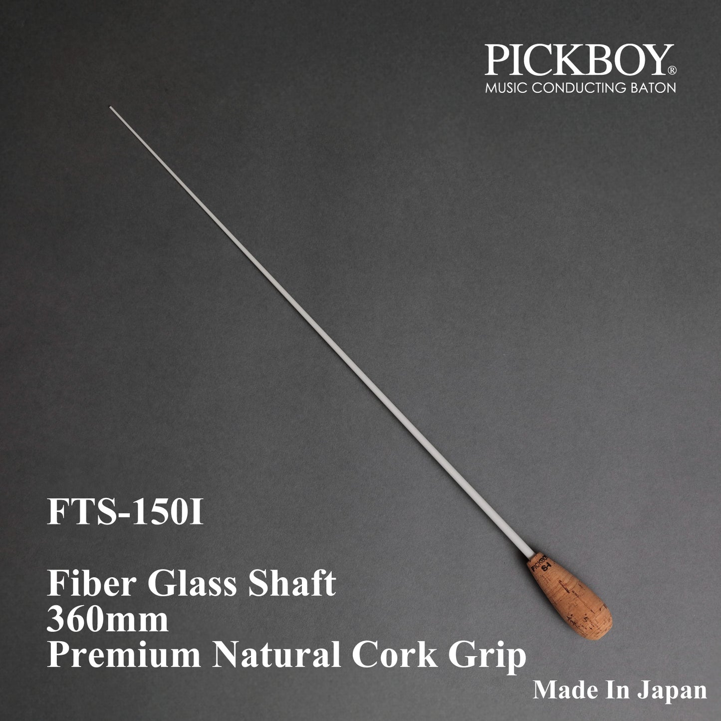 PICKBOY Baton FTS-150I | Asta in fibra di vetro e impugnatura in sughero naturale | 360 mm