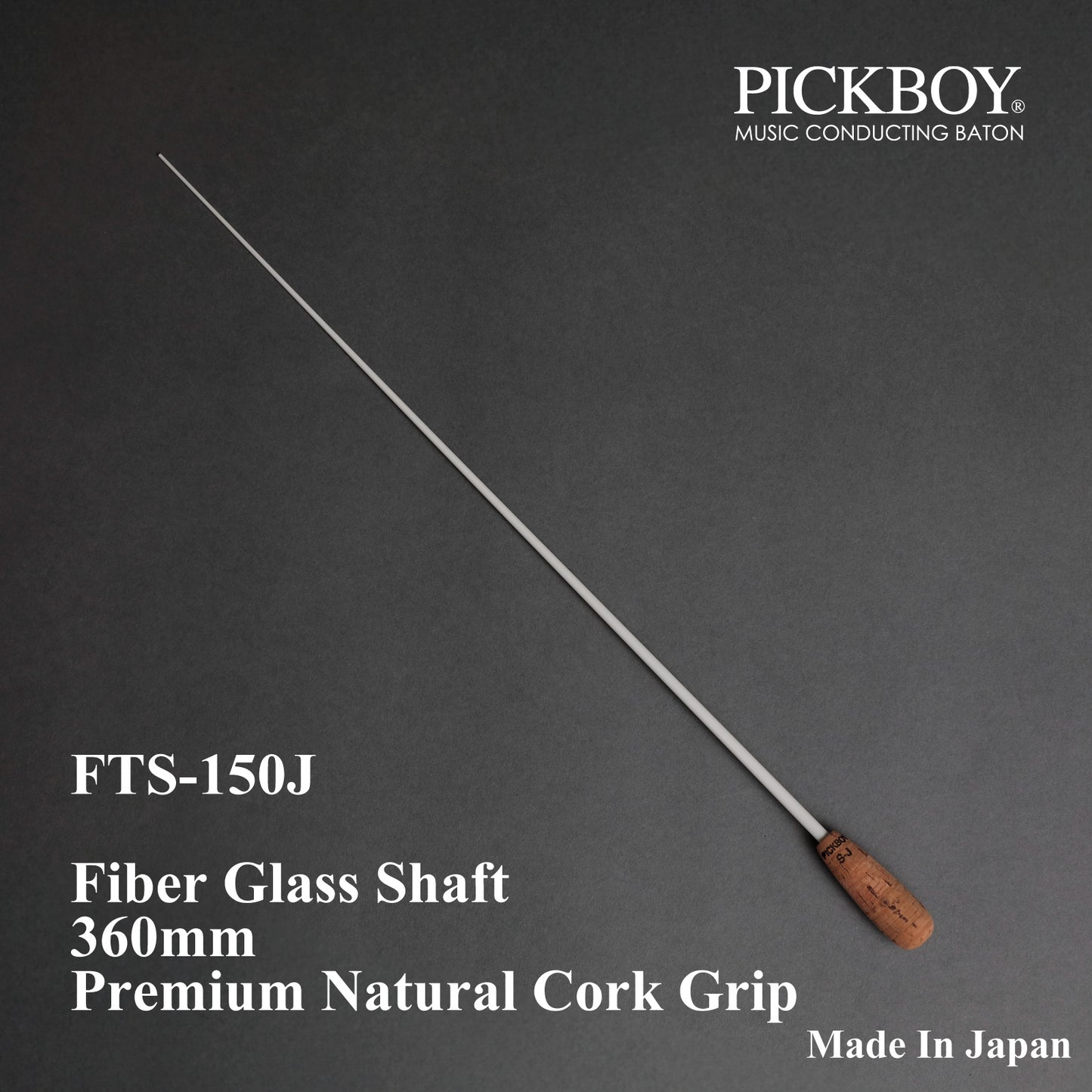 Batuta de director PICKBOY FTS-150J | Mango de fibra de vidrio y empuñadura de corcho natural | 360 mm