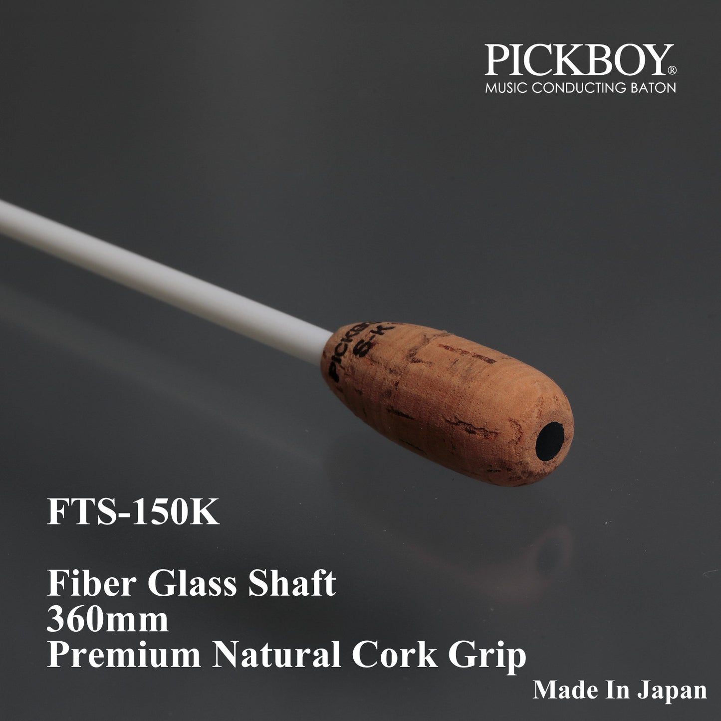 Bastón PICKBOY FTS-150K | Eje de fibra de vidrio y empuñadura de corcho natural | 360 mm