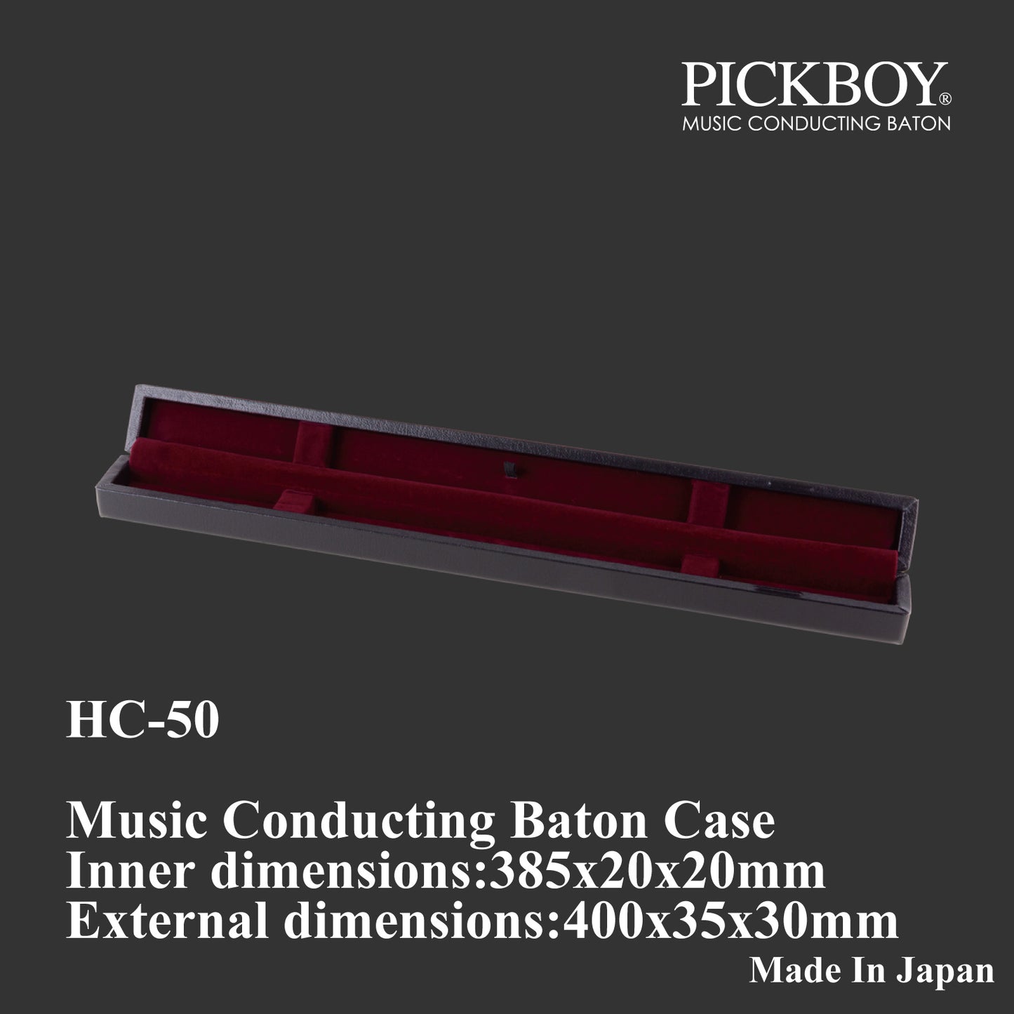 Estuche para batuta de dirección musical PICKBOY, modelo delgado HC-50 | Estuche para batuta de dirección musical