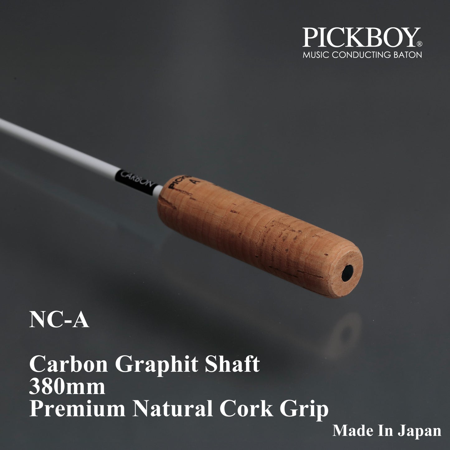 PICKBOY Conductor's Baton NC-A | Carbon Graphite Shaft & Natural Cork Grip | 380mm