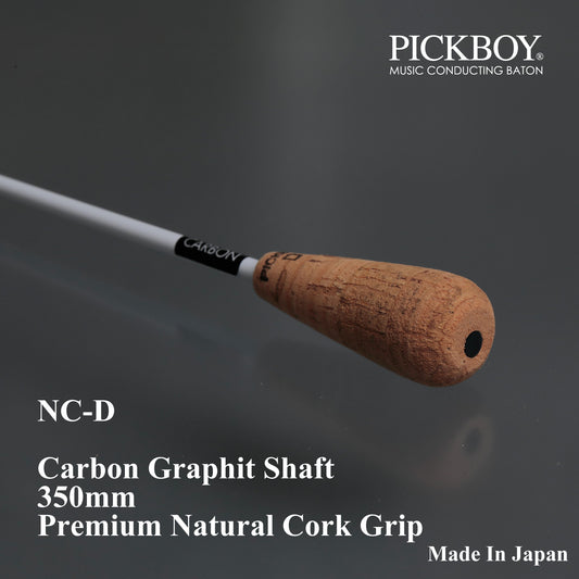 Baguette de chef d'orchestre PICKBOY NC-D | Manche en graphite de carbone et poignée en liège naturel | 350 mm