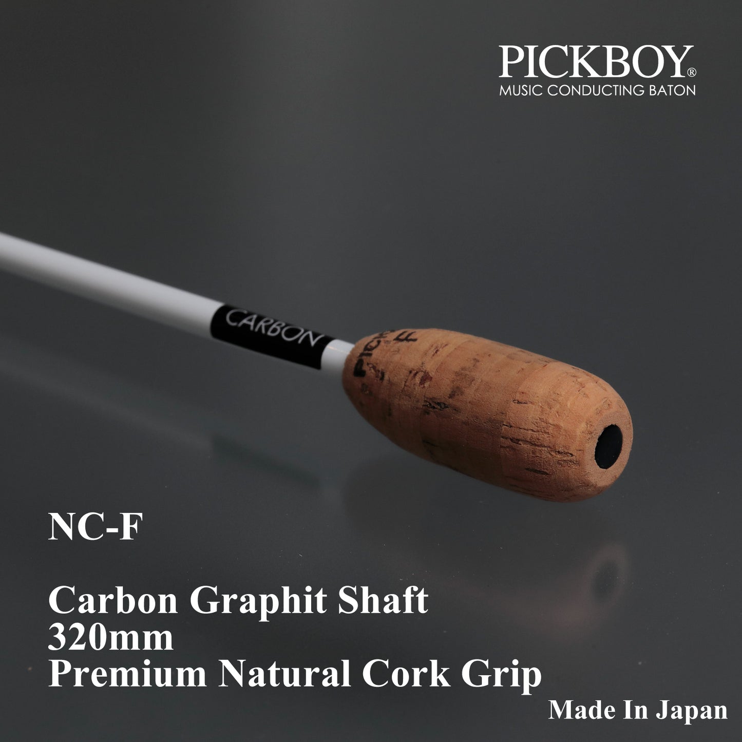 Batuta de director PICKBOY NC-F | Mango de grafito de carbono y empuñadura de corcho natural | 320 mm