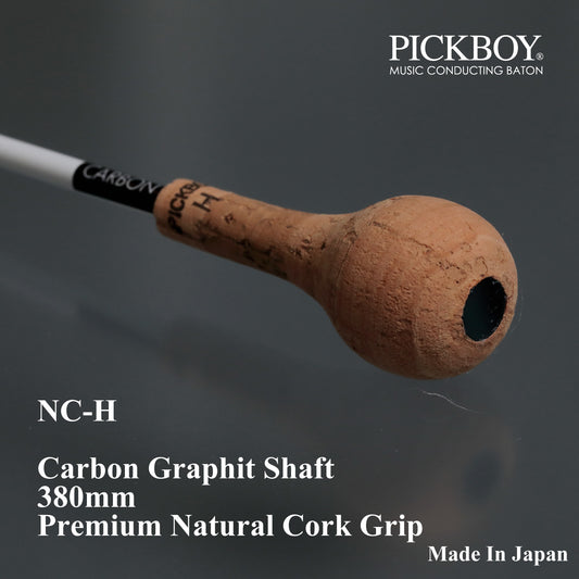 Baguette de chef d'orchestre PICKBOY NC-H | Manche en graphite de carbone et poignée en liège naturel | 380 mm