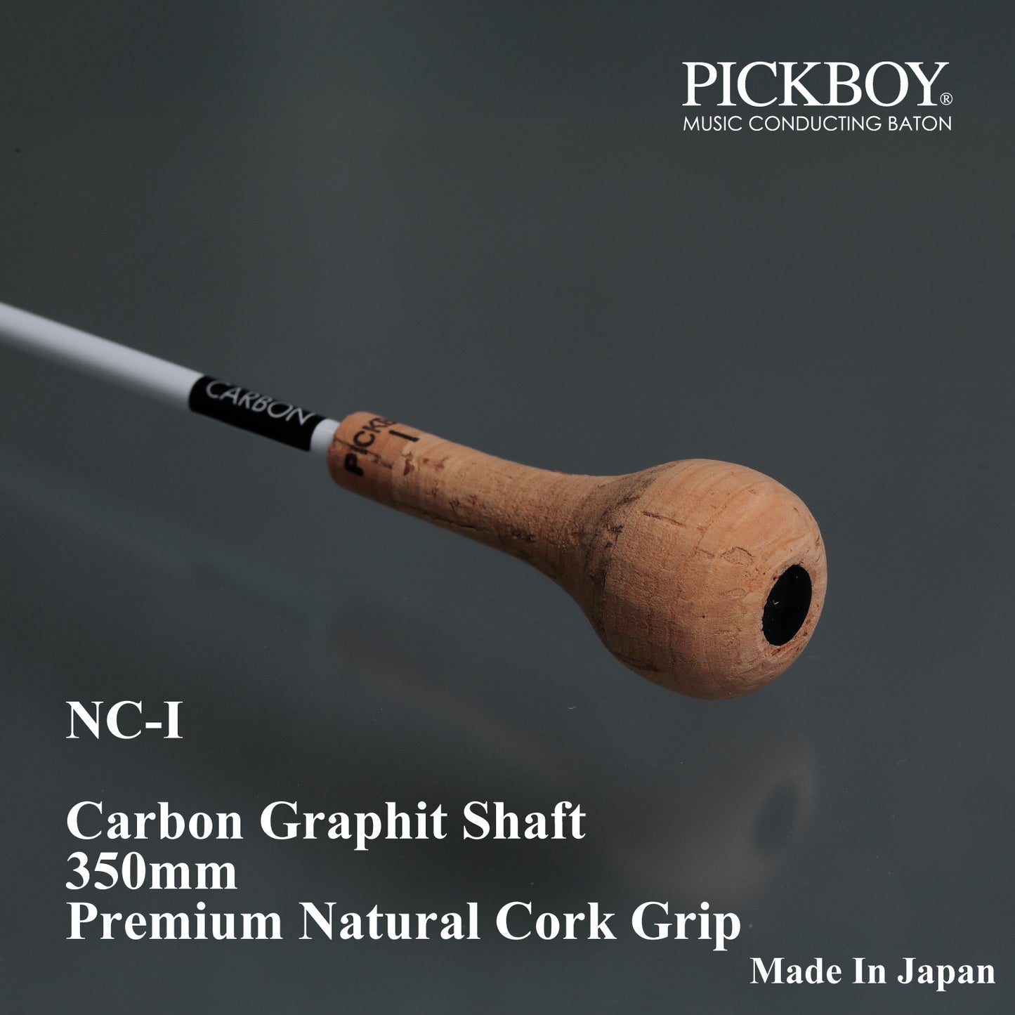 PICKBOY Taktstock NC-I | Schaft aus Carbon-Graphit & Griff aus Naturkork | 350mm