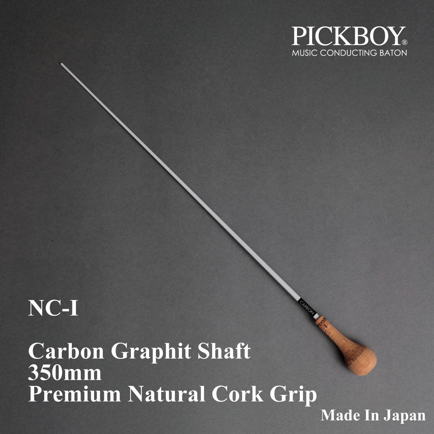PICKBOY Taktstock NC-I | Schaft aus Carbon-Graphit & Griff aus Naturkork | 350mm