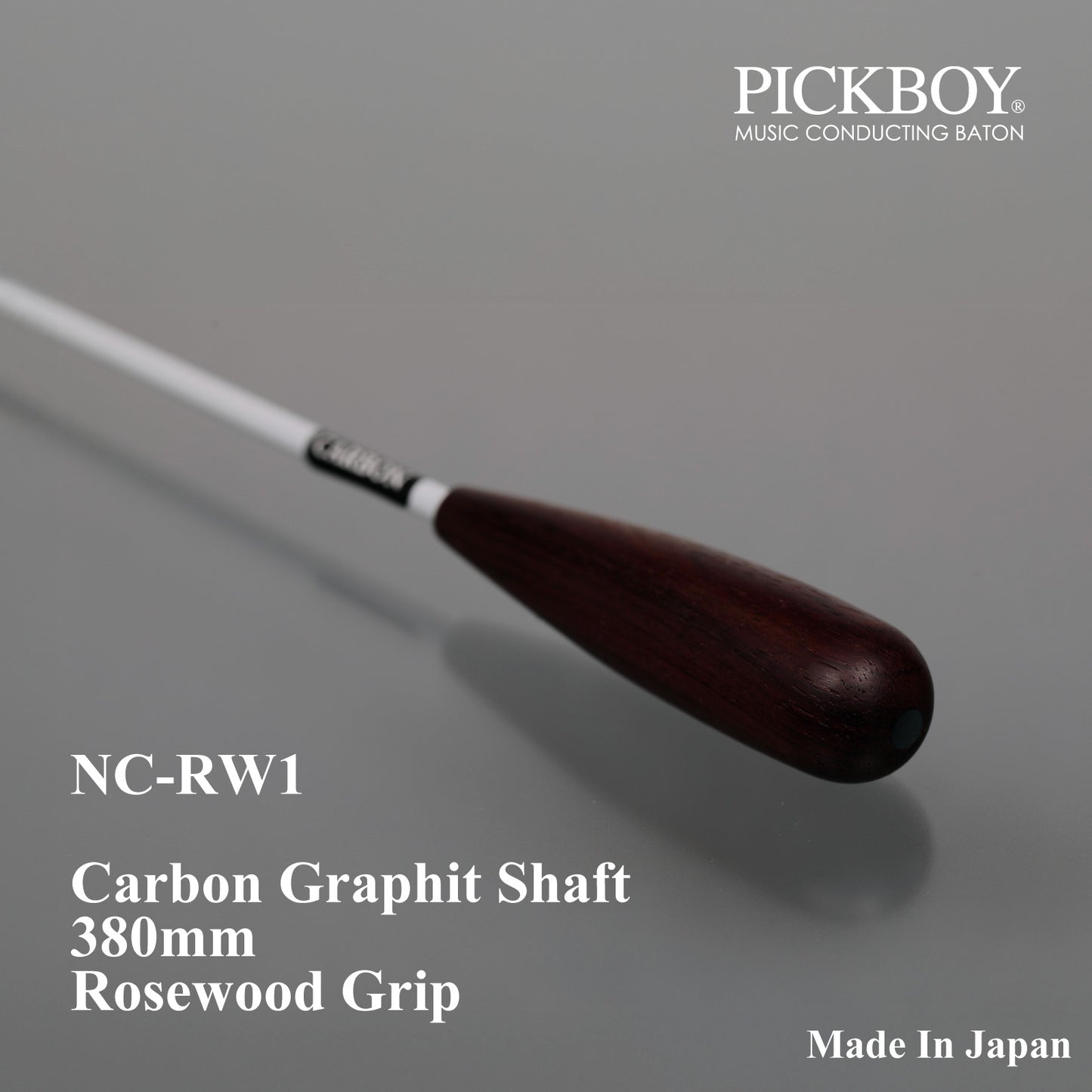 PICKBOY Conductor's Baton NC-RW1 | Carbon Graphite Shaft & Rosewood Grip | 380mm