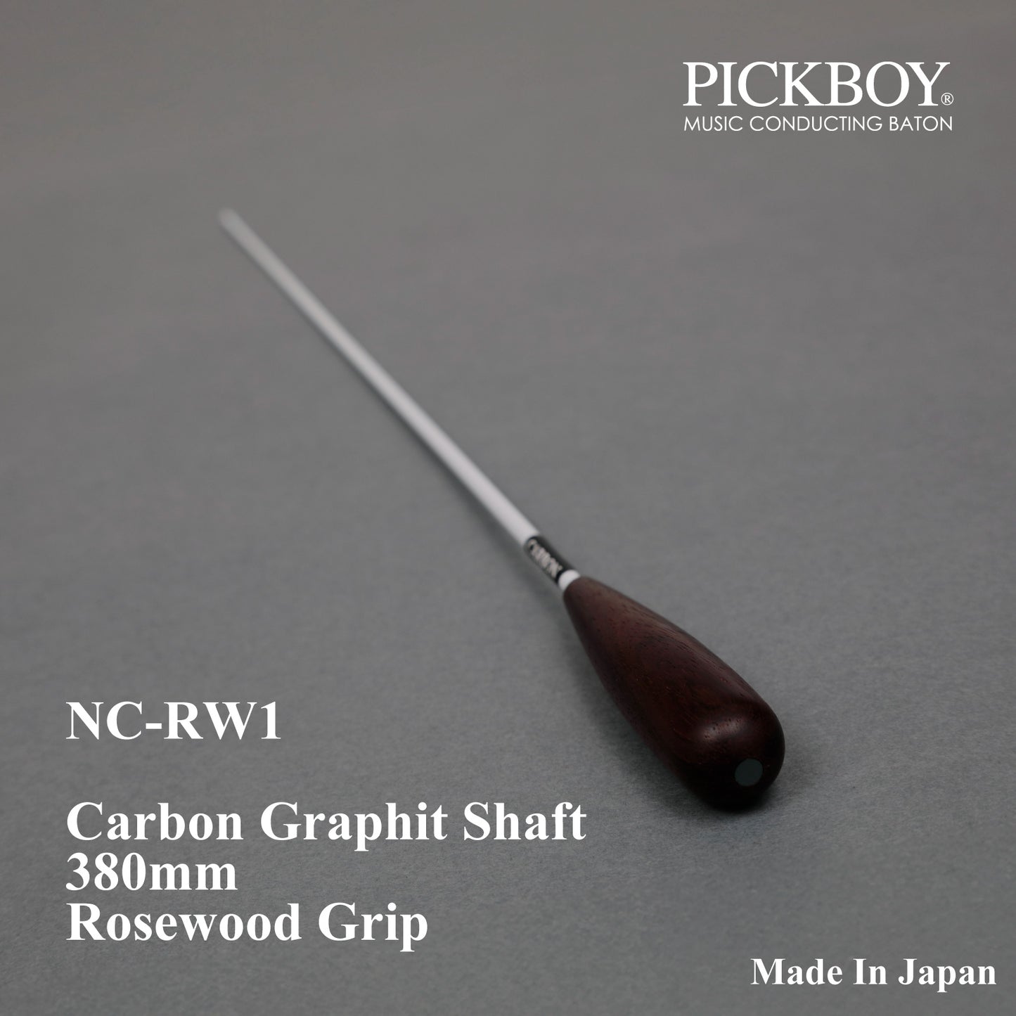 PICKBOY Conductor's Baton NC-RW1 | Carbon Graphite Shaft & Rosewood Grip | 380mm