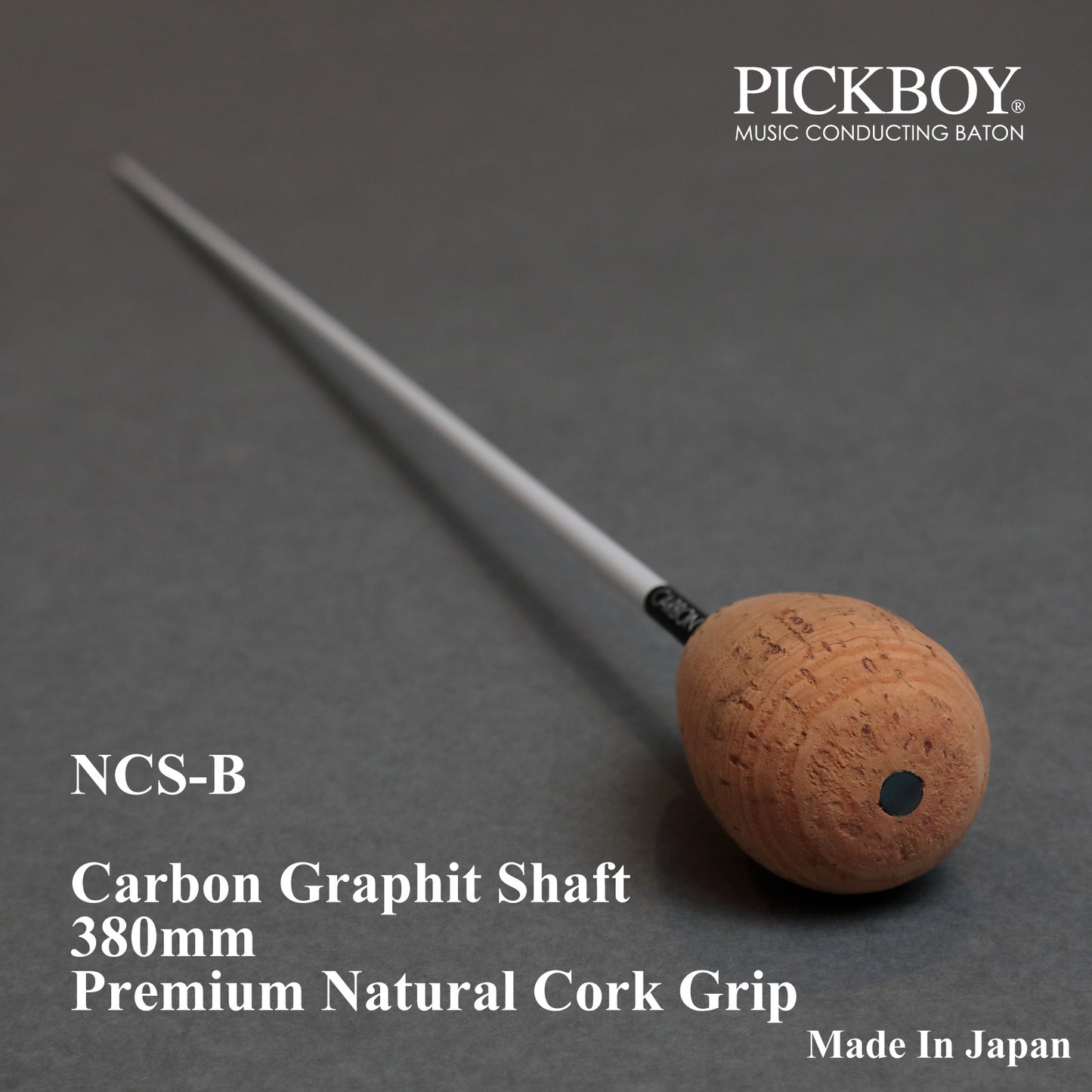 PICKBOY Taktstock NCS-B | Schaft aus Carbon-Graphit & Griff aus Naturkork | 380mm