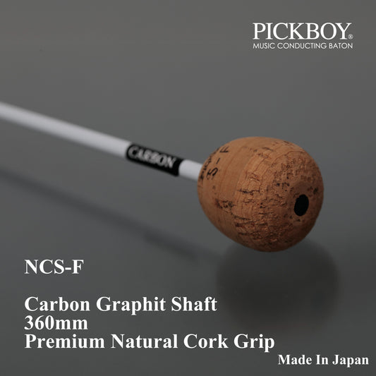 Baguette de chef d'orchestre PICKBOY NCS-F | Manche en graphite de carbone et poignée en liège naturel | 360 mm