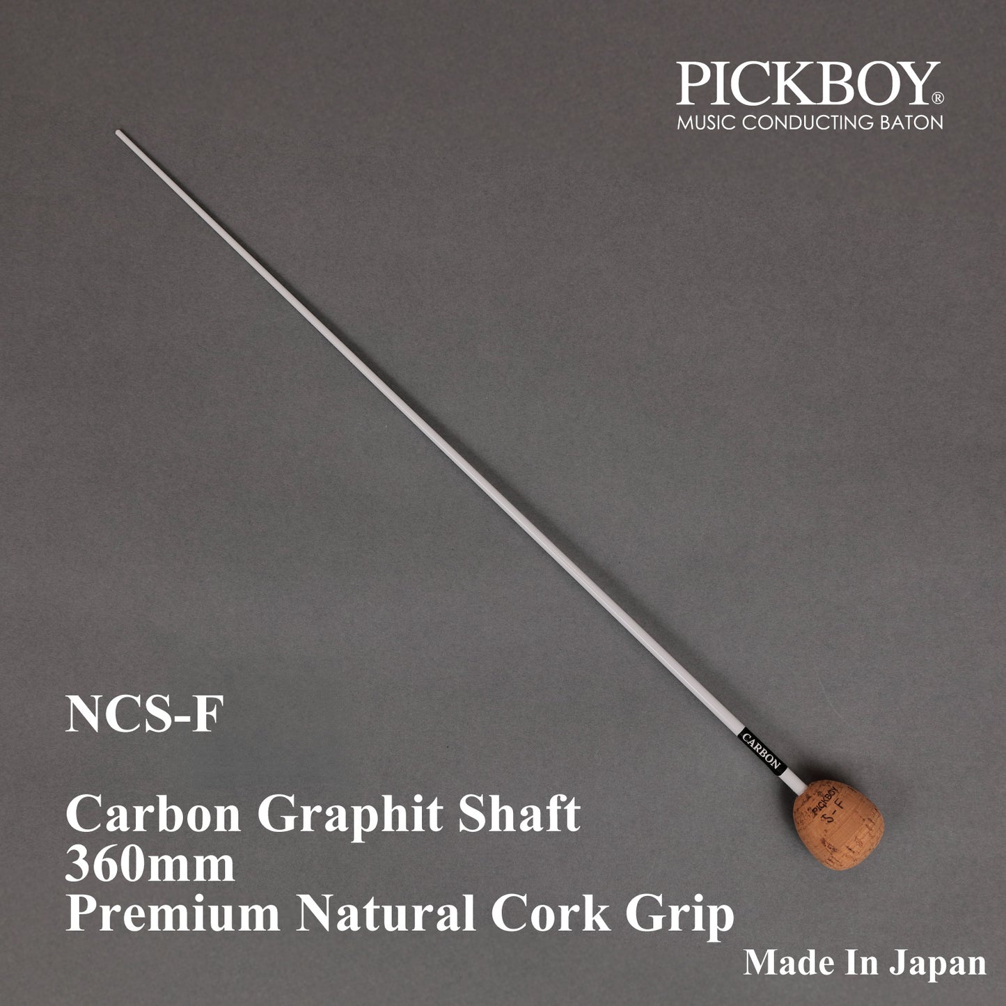 PICKBOY Conductor's Baton NCS-F | Carbon Graphite Shaft & Natural Cork Grip | 360mm