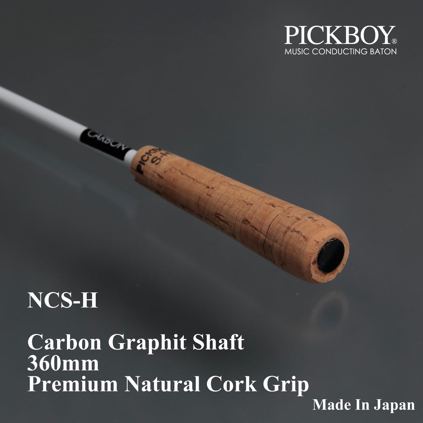 PICKBOY Conductor's Baton NCS-H | Carbon Graphite Shaft & Natural Cork Grip | 360mm