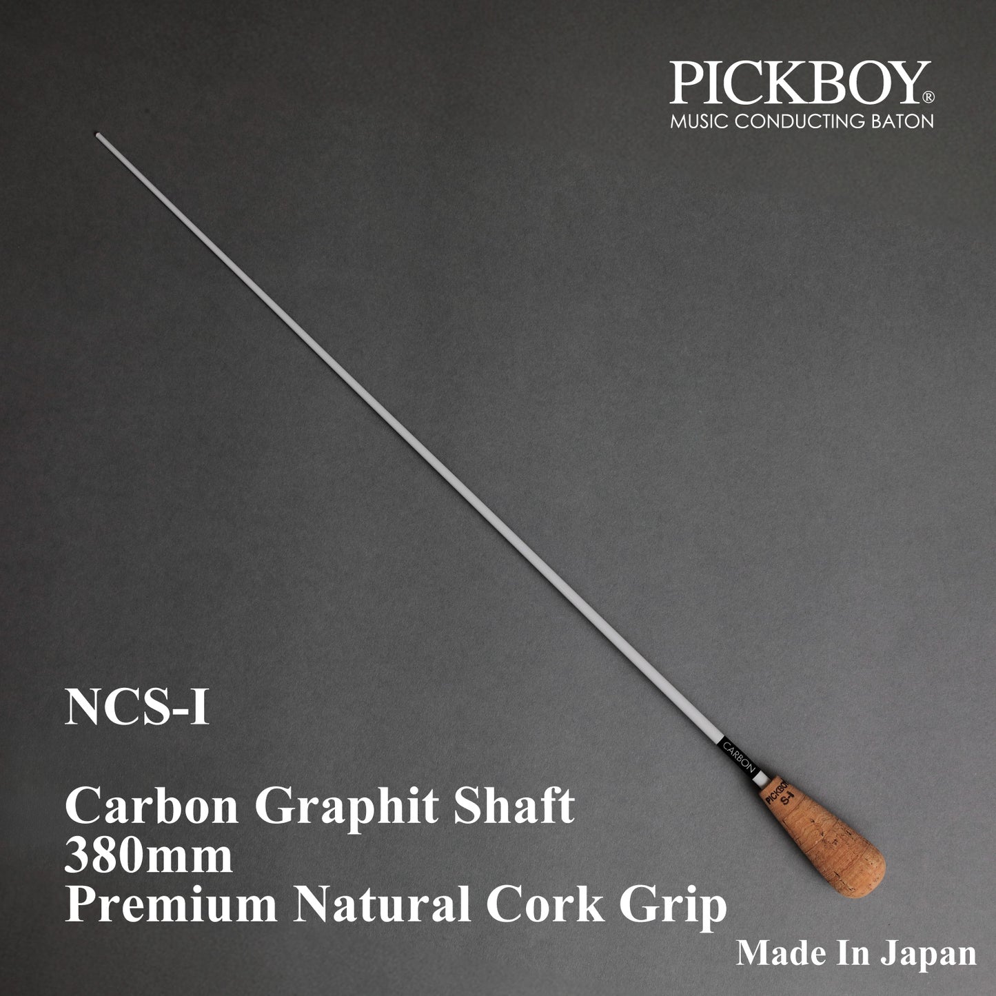 PICKBOY Conductor's Baton NCS-I | Carbon Graphite Shaft & Natural Cork Grip | 380mm