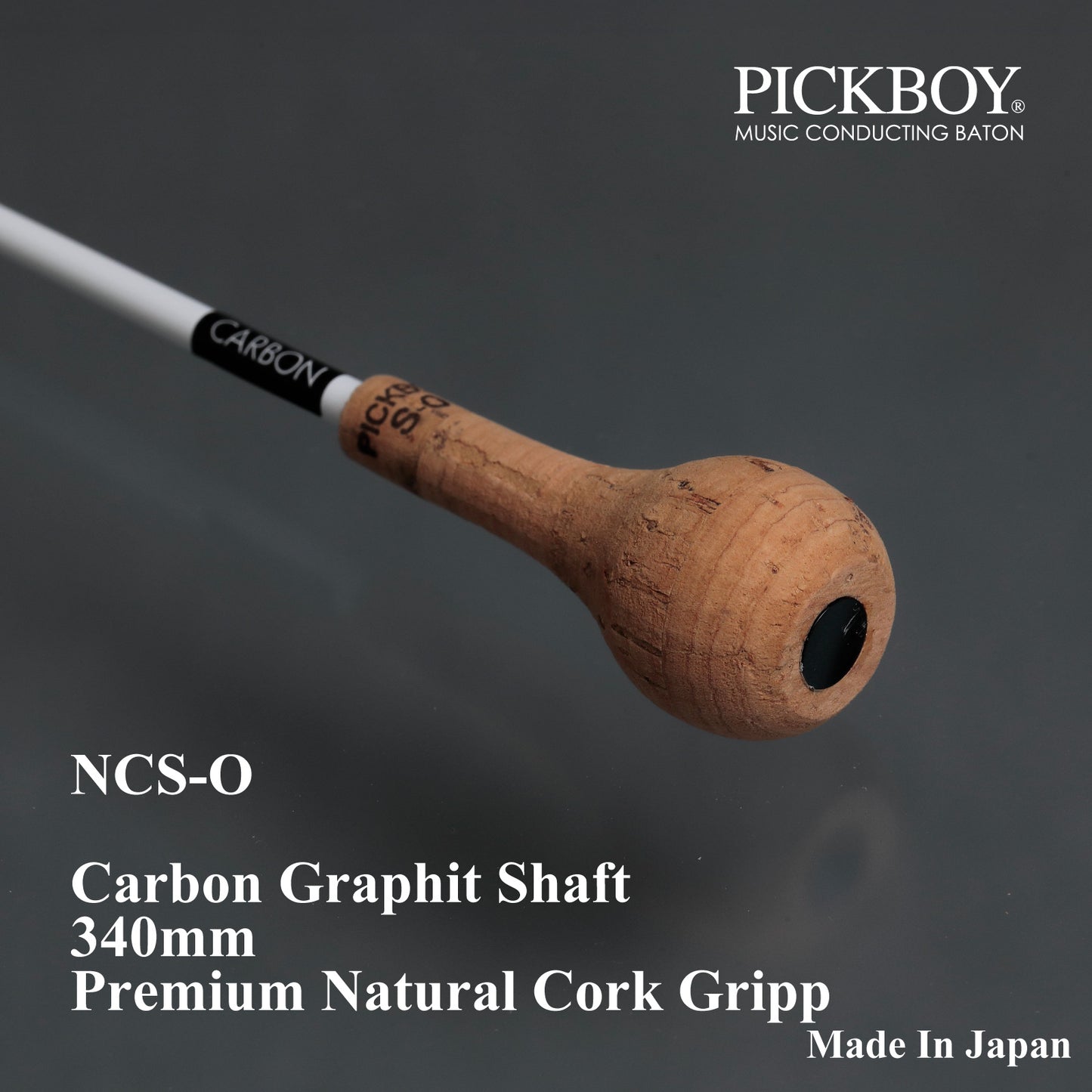 Batuta de director PICKBOY NCS-O | Varilla de grafito de carbono y empuñadura de corcho natural | 340 mm