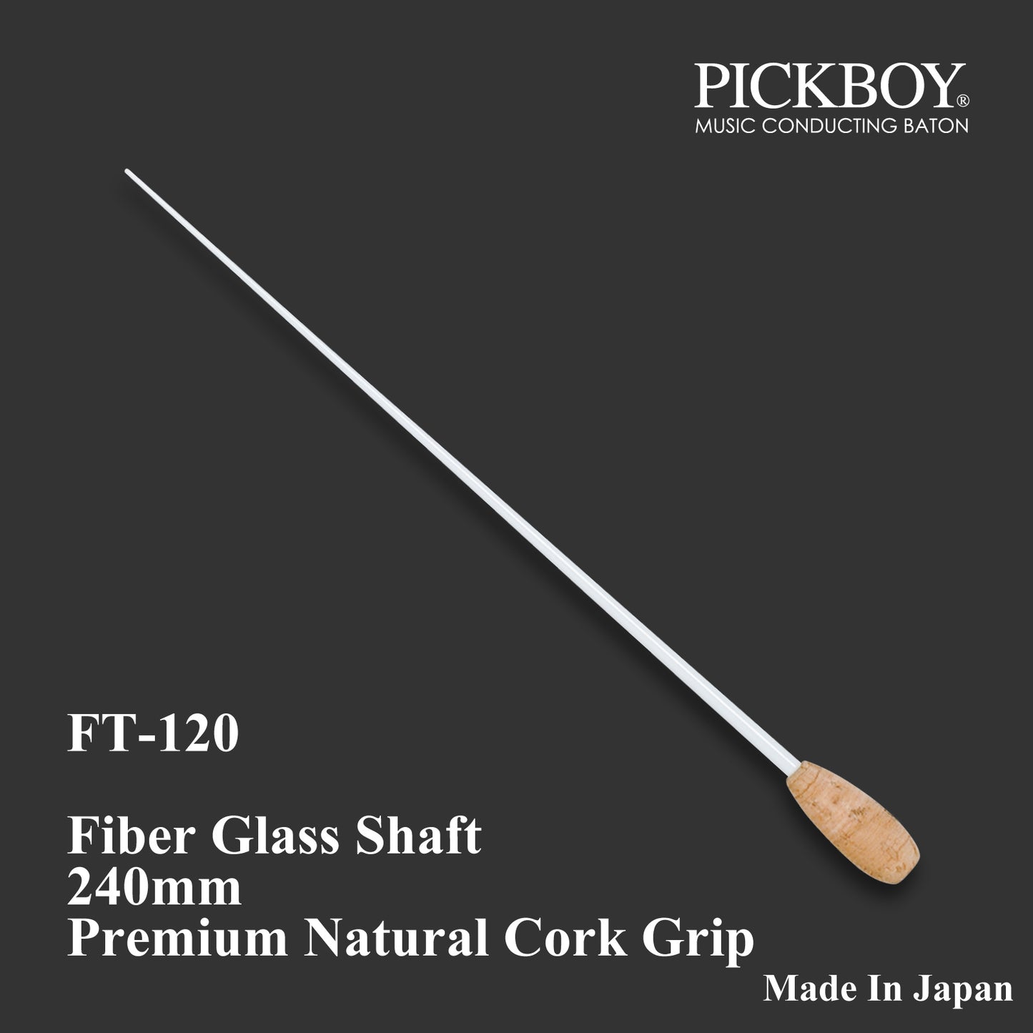 PICKBOY Schlagstock FT-120 | Fiberglasschaft &amp; Naturkorkgriff | 240mm