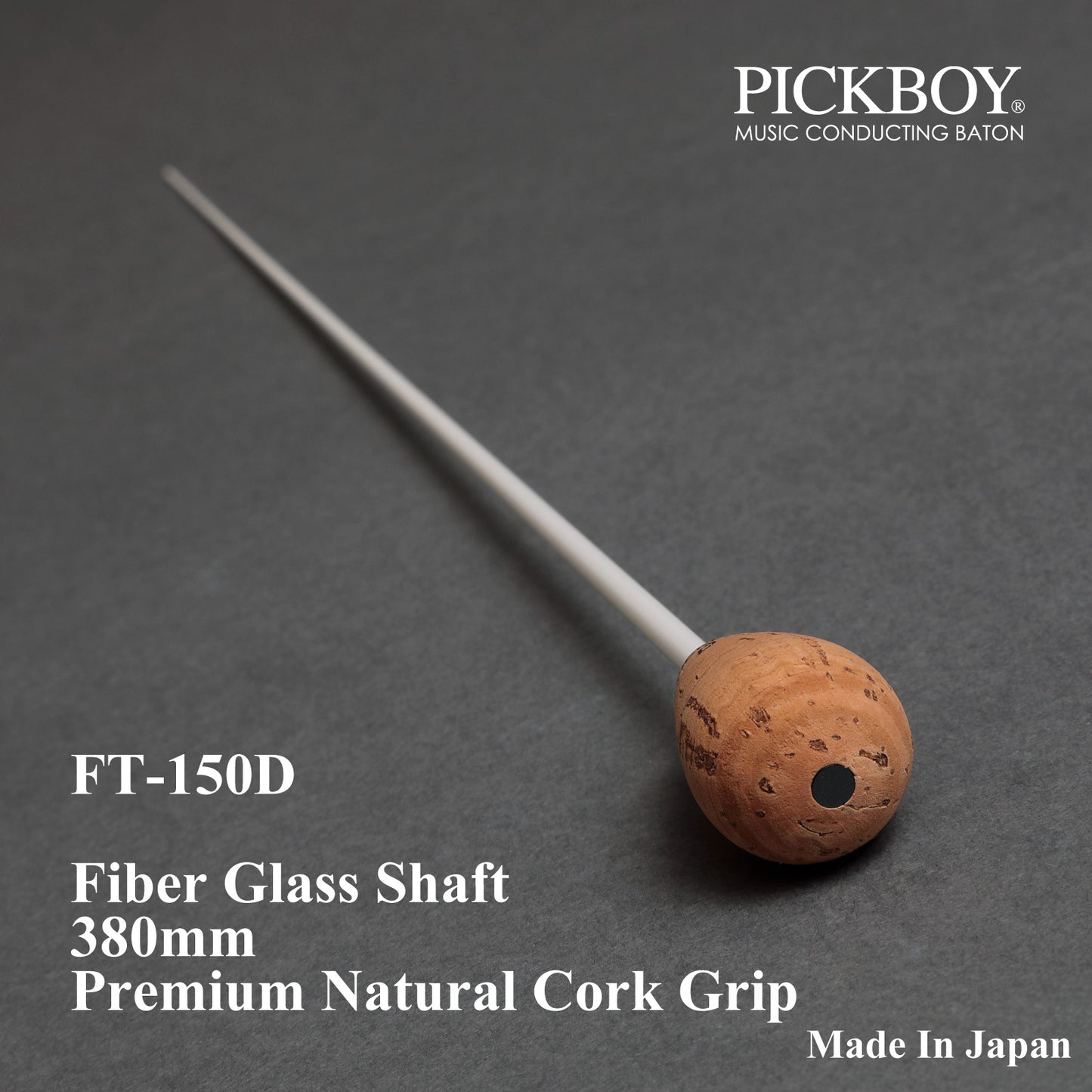 PICKBOY Baton FT-150D | Fiberglass Shaft &amp; Natural Cork Grip | 380mm