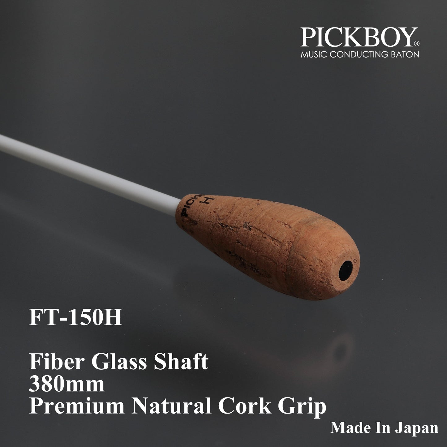 PICKBOY Baton FT-150H | Fiberglass Shaft &amp; Natural Cork Grip | 380mm