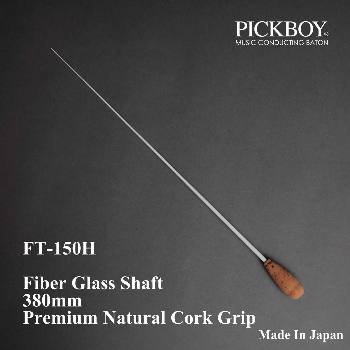 PICKBOY Baton FT-150H | Fiberglass Shaft &amp; Natural Cork Grip | 380mm