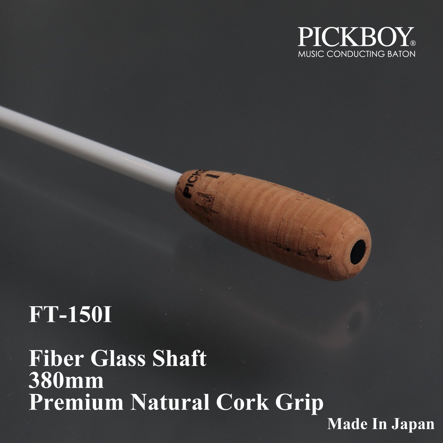 PICKBOY Baton FT-150I | Fiberglass Shaft &amp; Natural Cork Grip | 380mm