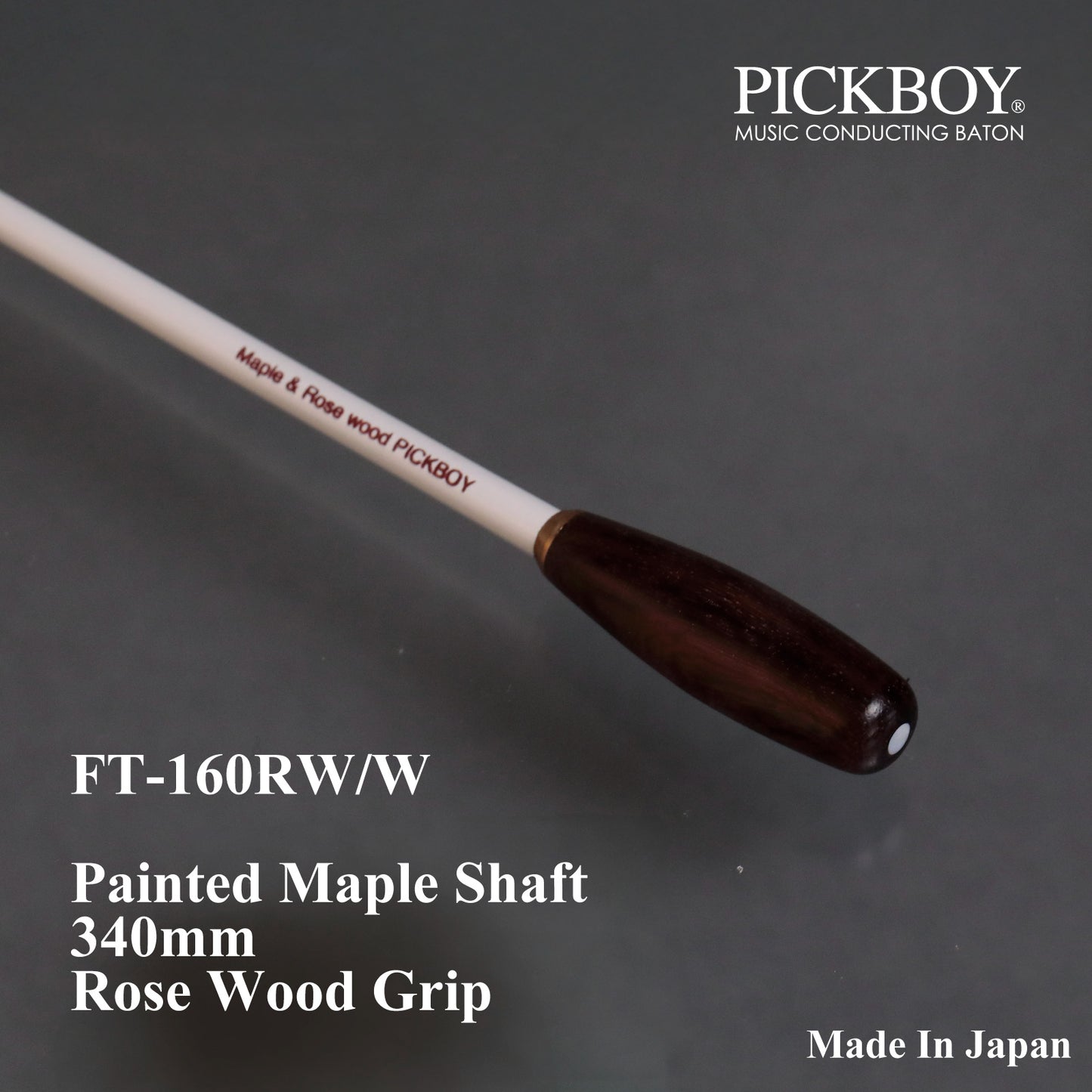 PICKBOY Baton FT-160RW/W | Maple Shaft &amp; Rosewood Grip | 340mm