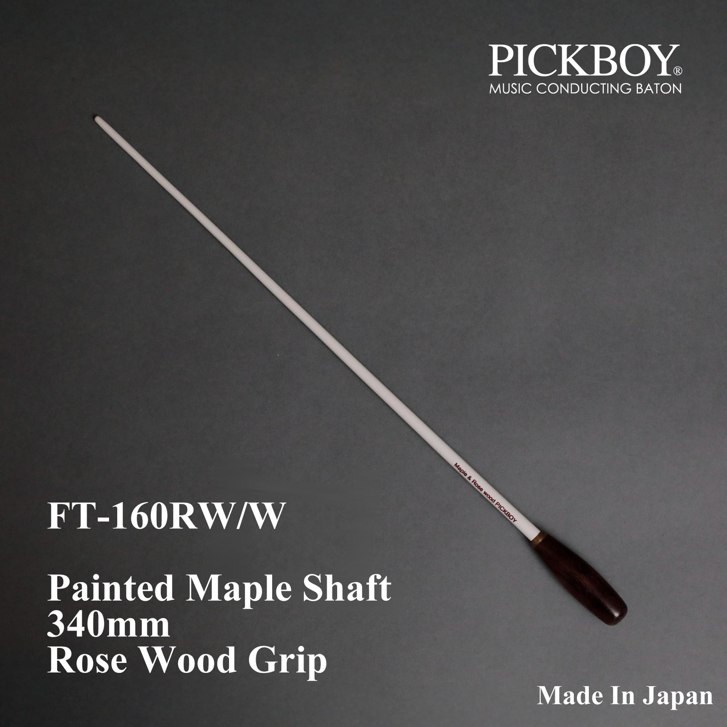 PICKBOY Baton FT-160RW/W | Maple Shaft &amp; Rosewood Grip | 340mm