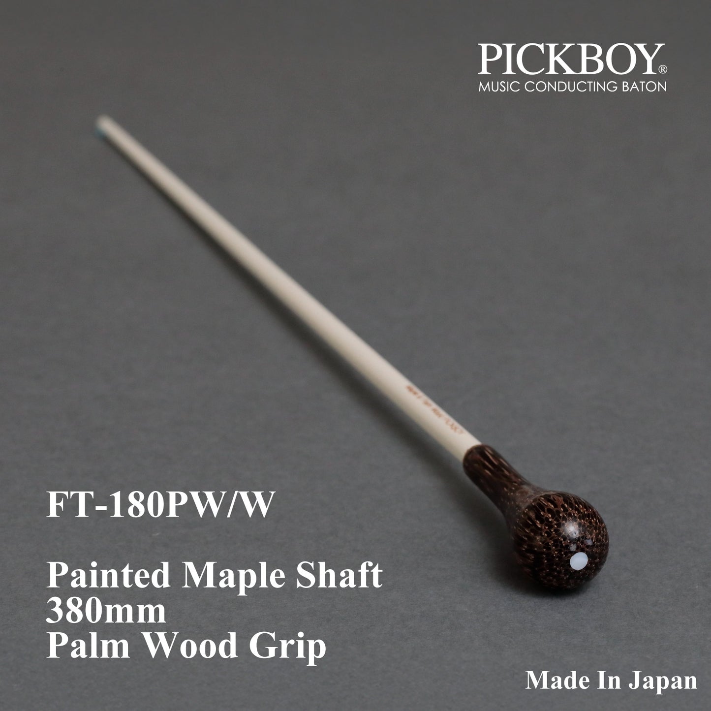 PICKBOY Baton FT-180PW/W | Maple Shaft &amp; Palm Wood Grip | 380mm