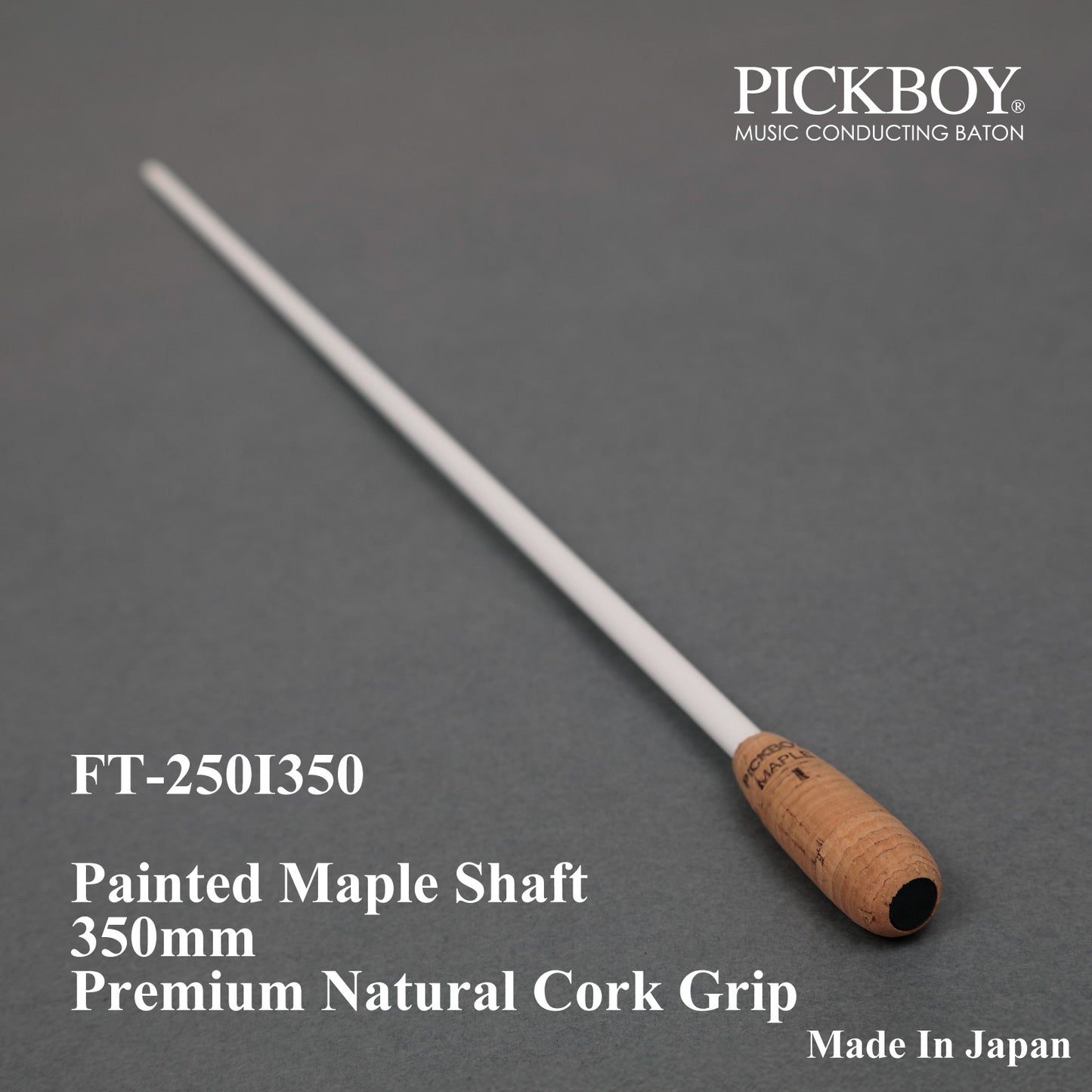 PICKBOY Baton FT-250I350 | Maple Shaft &amp; Premium Natural Cork Grip | 350mm