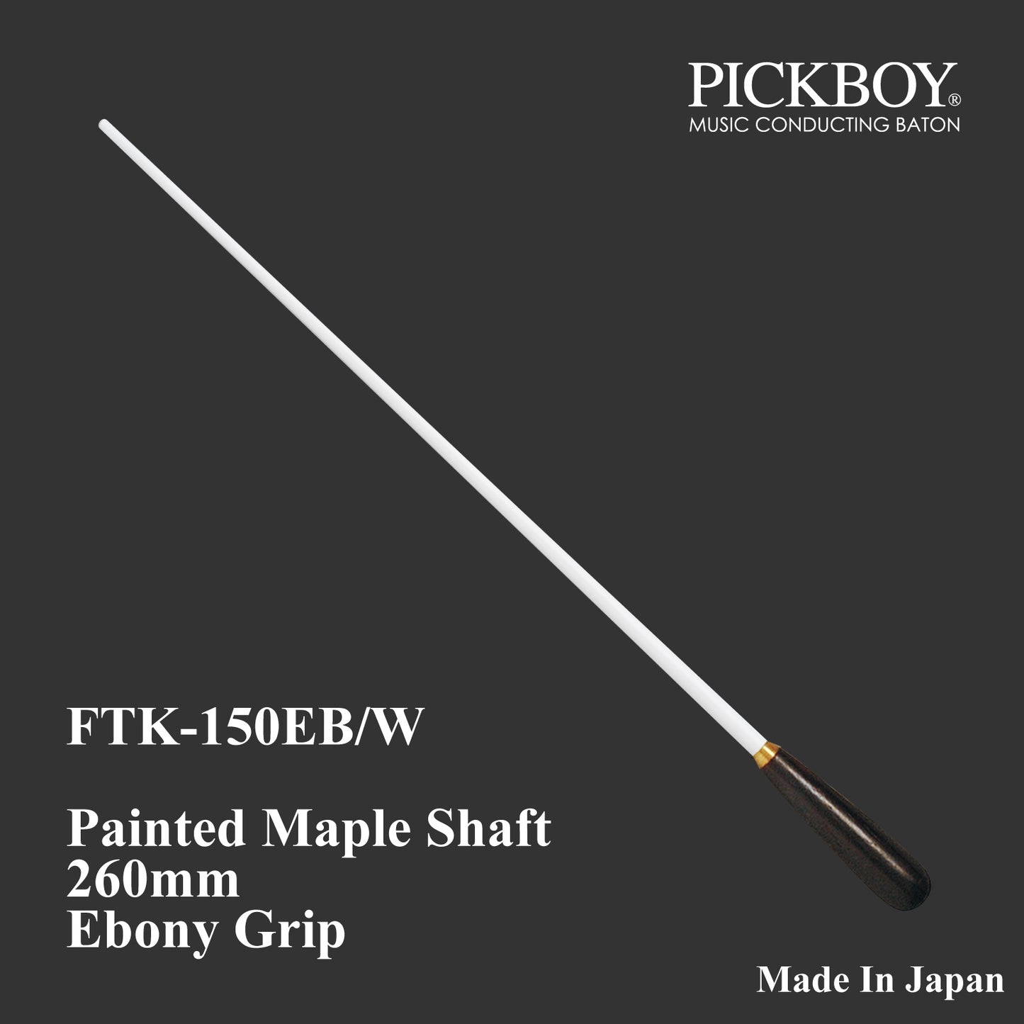 PICKBOY Schlagstock FTK-150EB/W | Ahornschaft &amp; Ebenholzgriff | 260mm