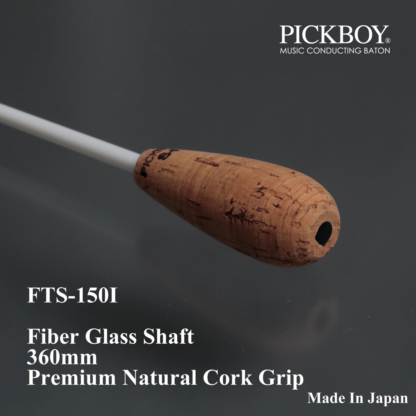 PICKBOY Baton FTS-150I | Fiberglass Shaft &amp; Natural Cork Grip | 360mm