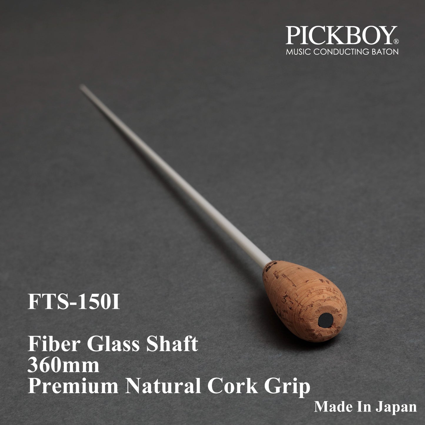 PICKBOY Baton FTS-150I | Fiberglass Shaft &amp; Natural Cork Grip | 360mm